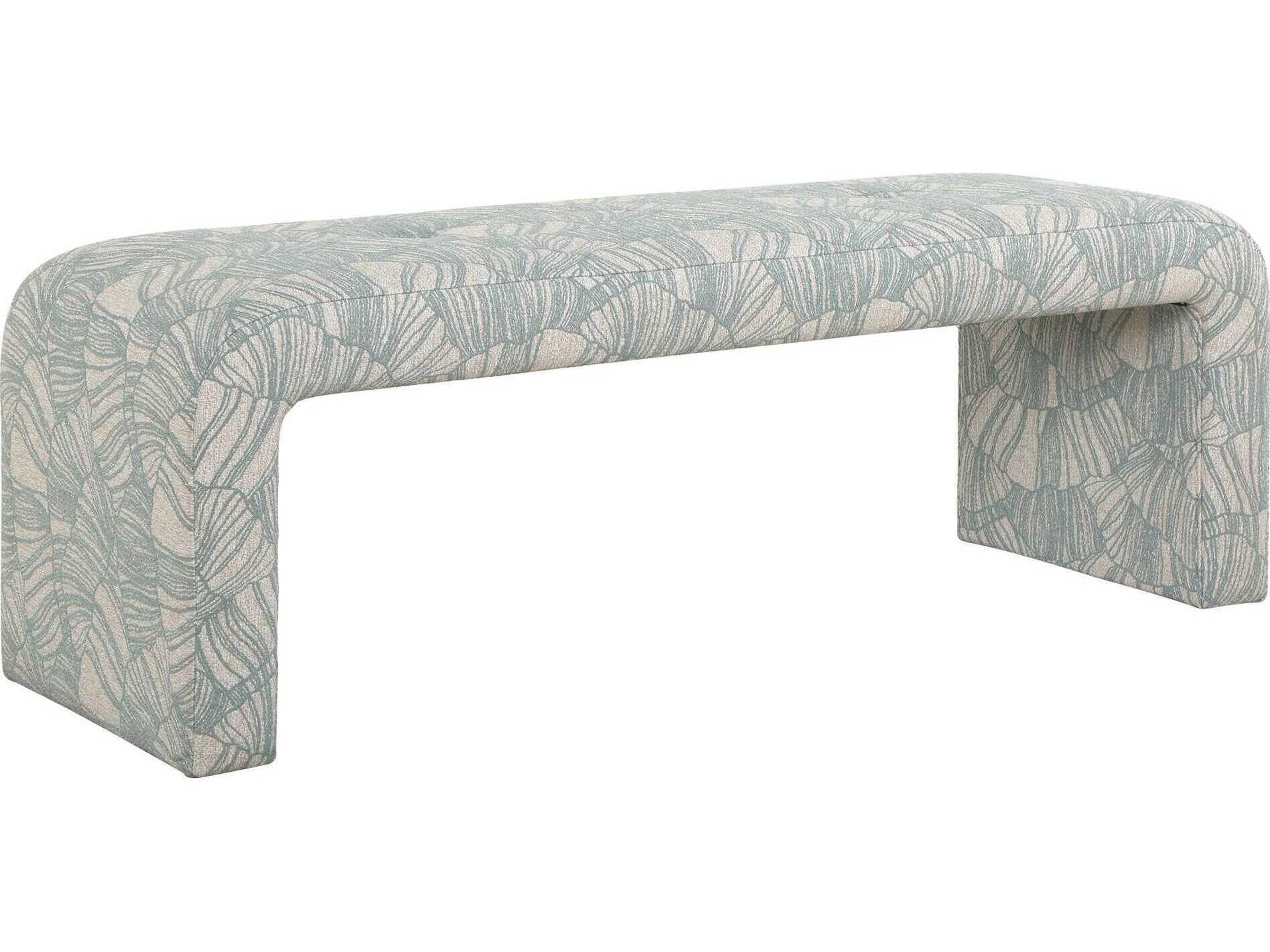 Amie Spa Blue Upholstered Accent Bench