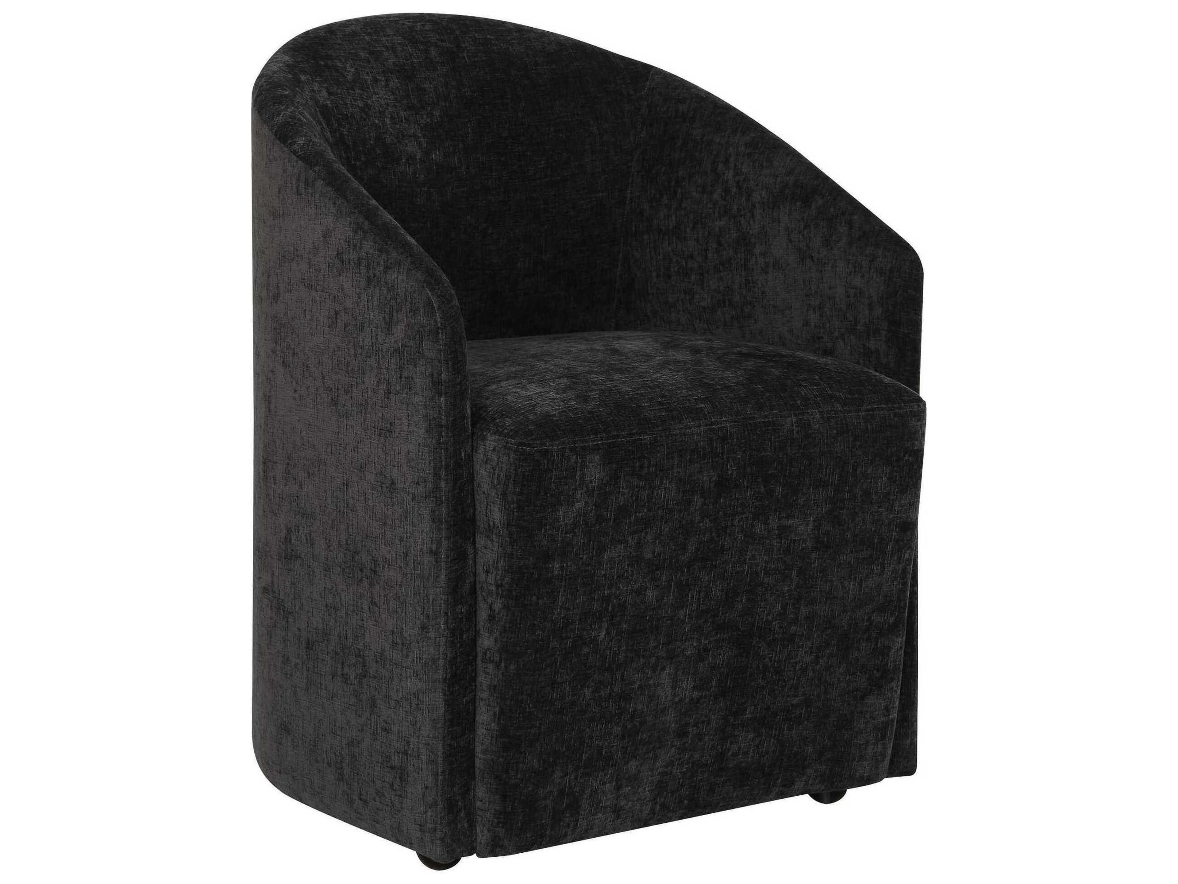 Harbor Plywood Black Velvet Upholstered Arm Dining Chair