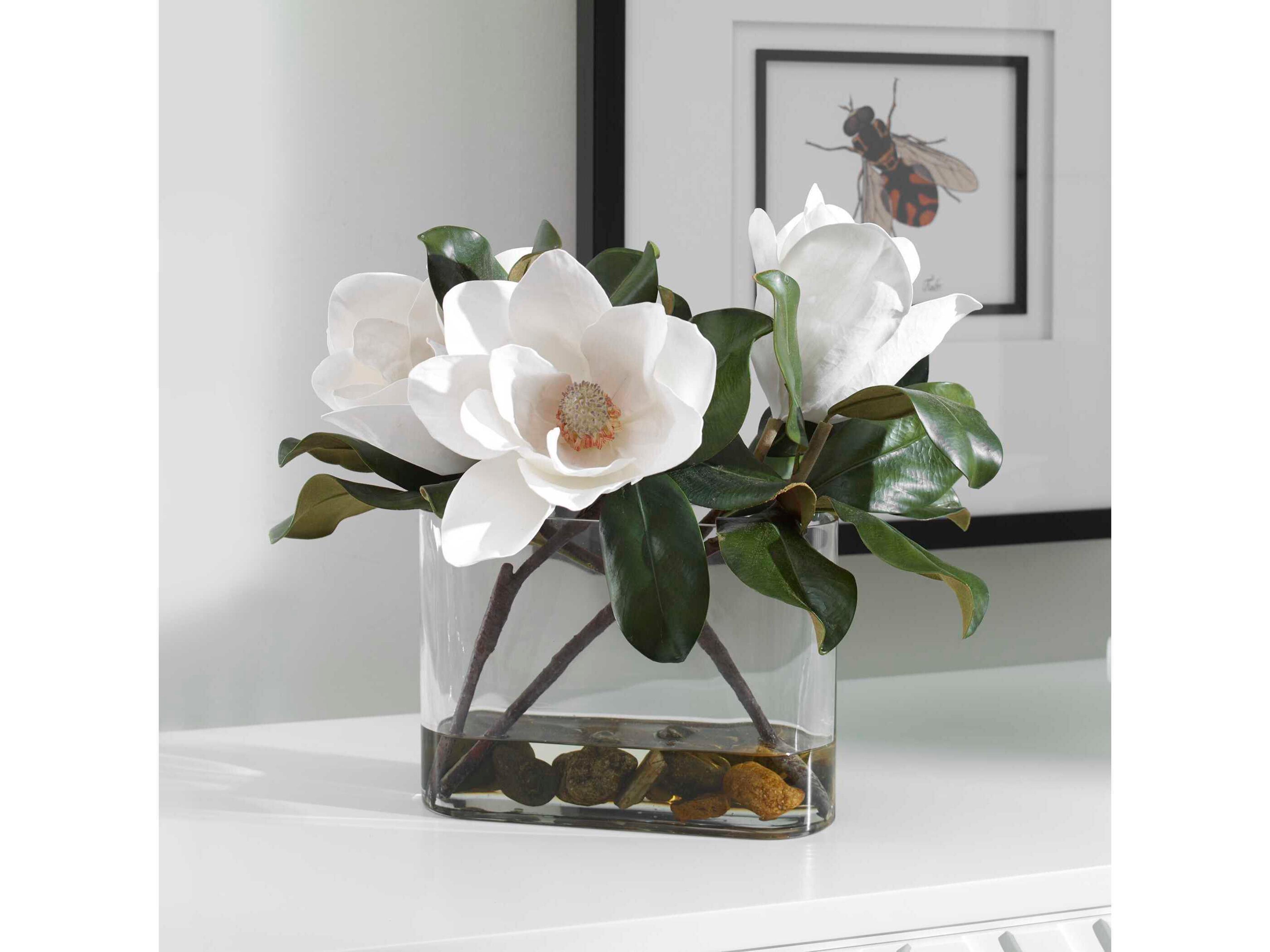 Uttermost Clear Middleton Magnolia Flower Centerpiece