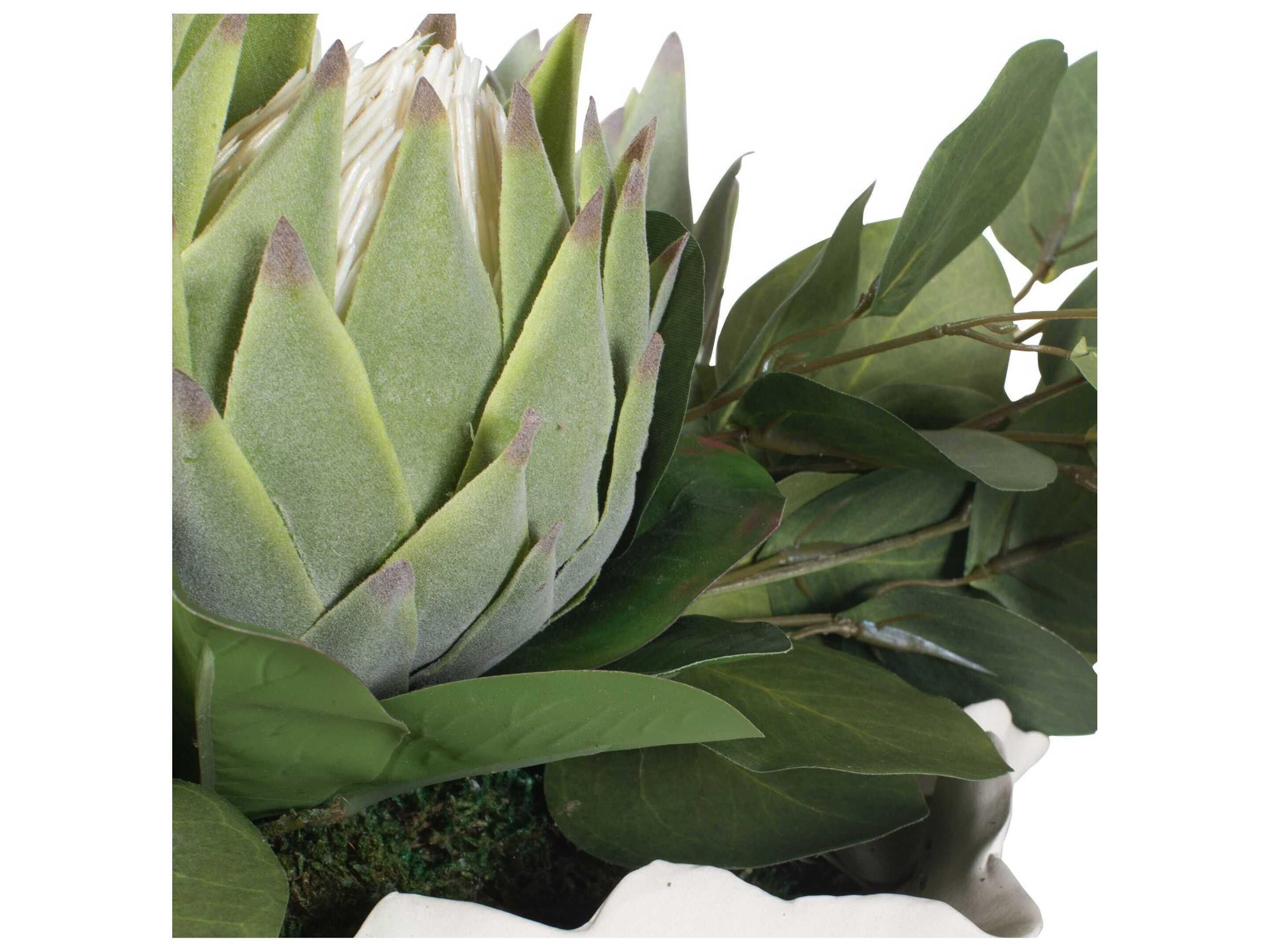 Uttermost Protea Blooms White Bowl Centerpiece