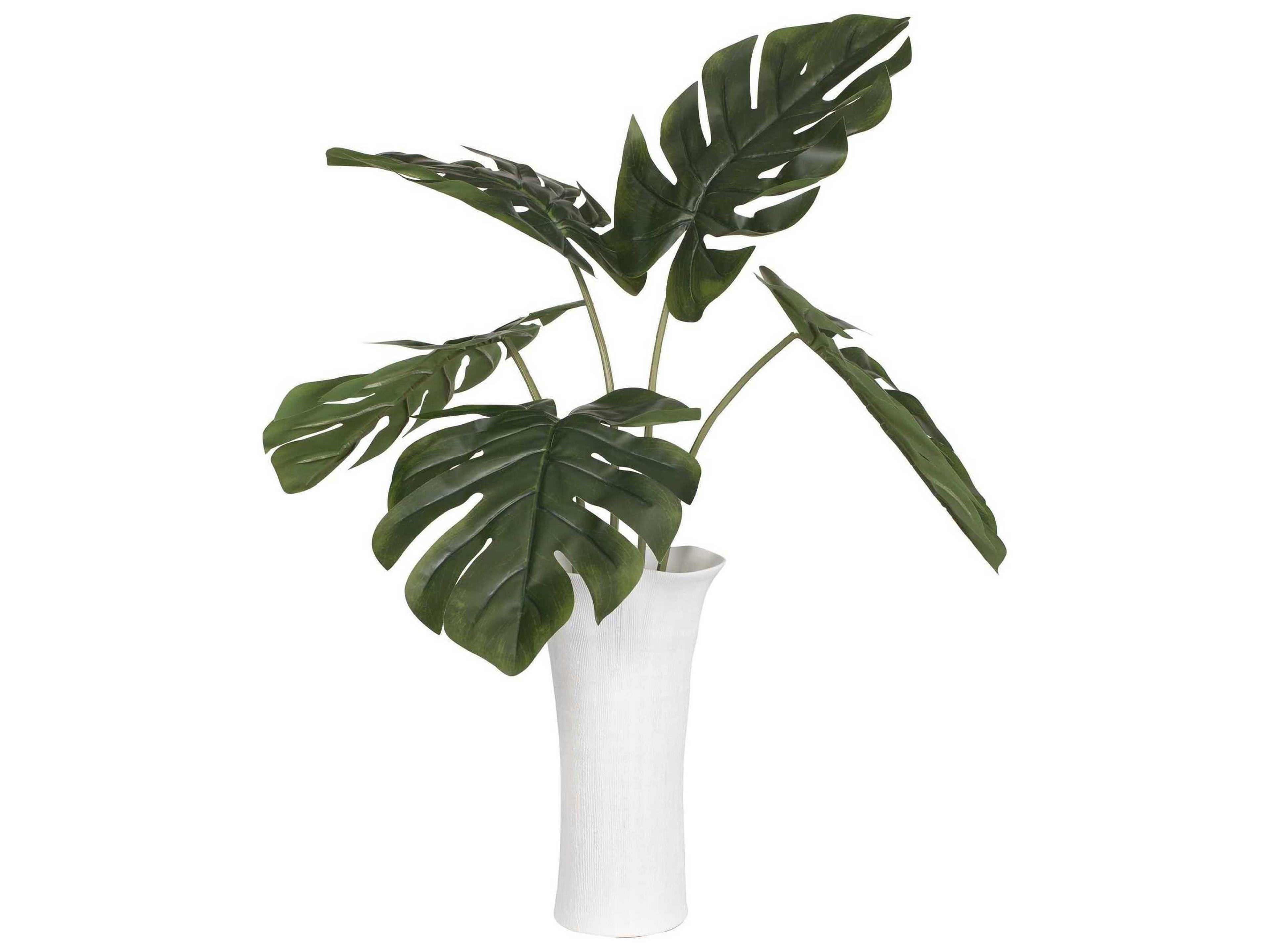 Uttermost Muse Monstera White Vase Centerpiece