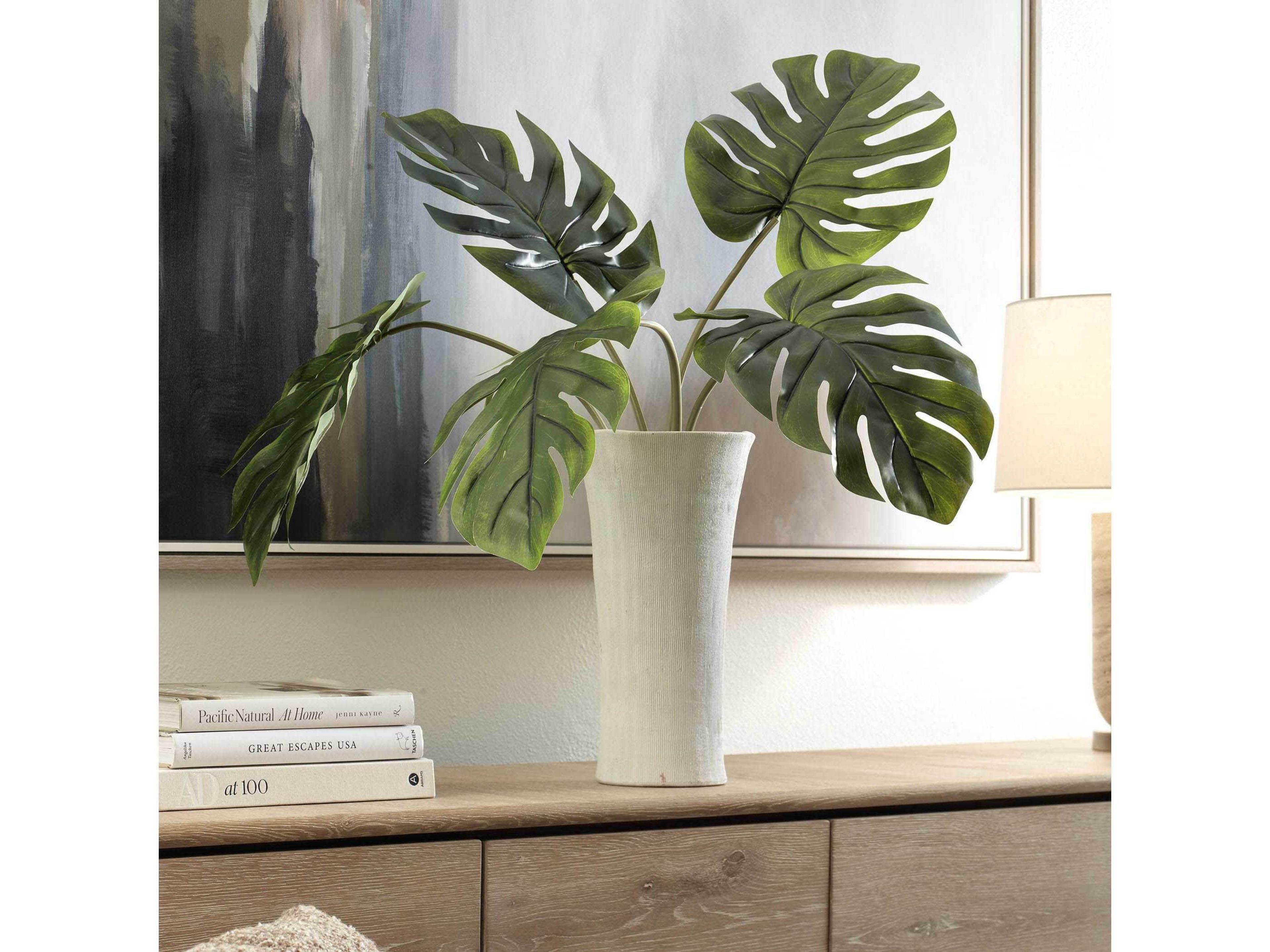 Uttermost Muse Monstera White Vase Centerpiece