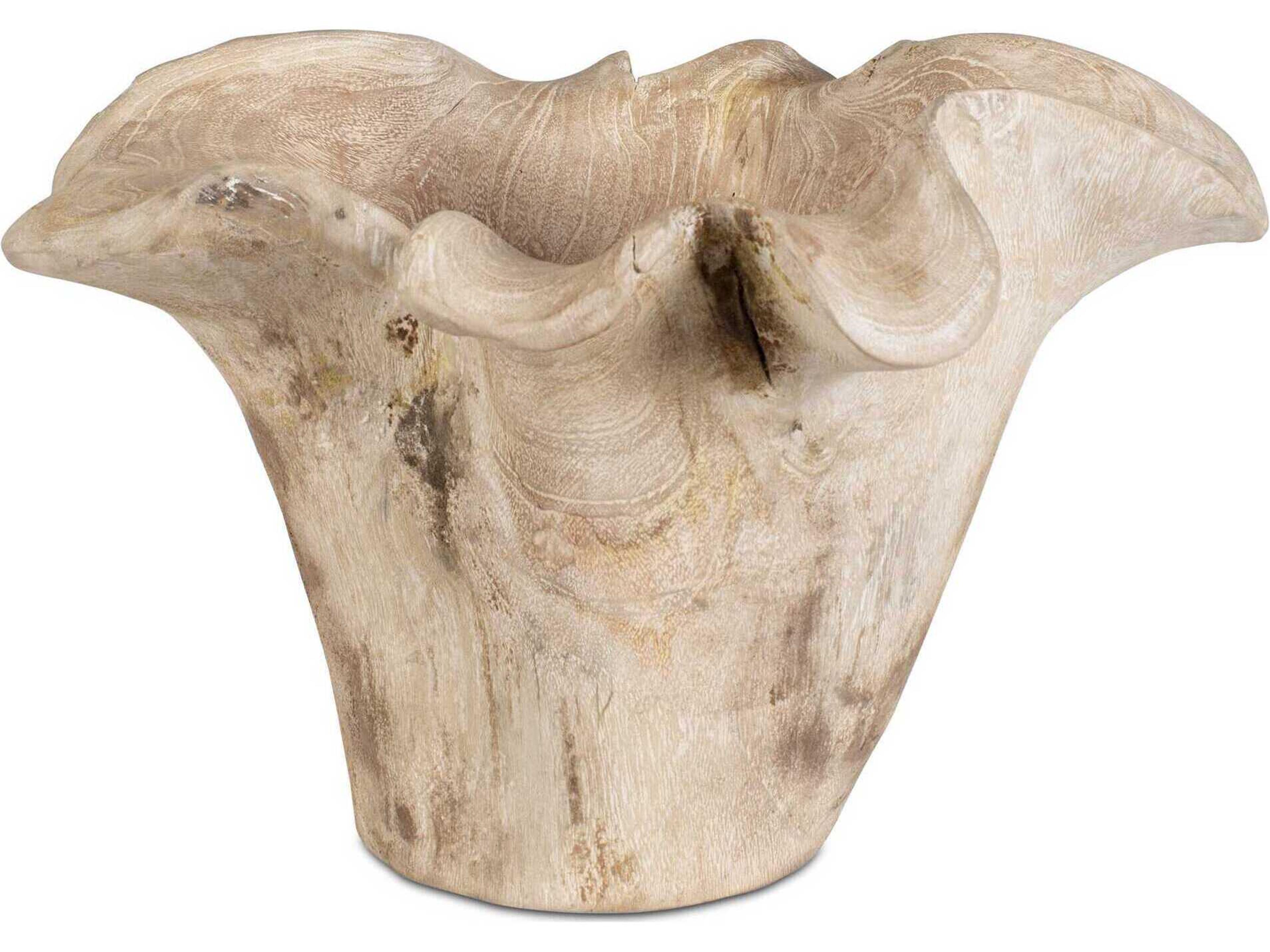 Teak Flow White Wash Outdoor Bowl