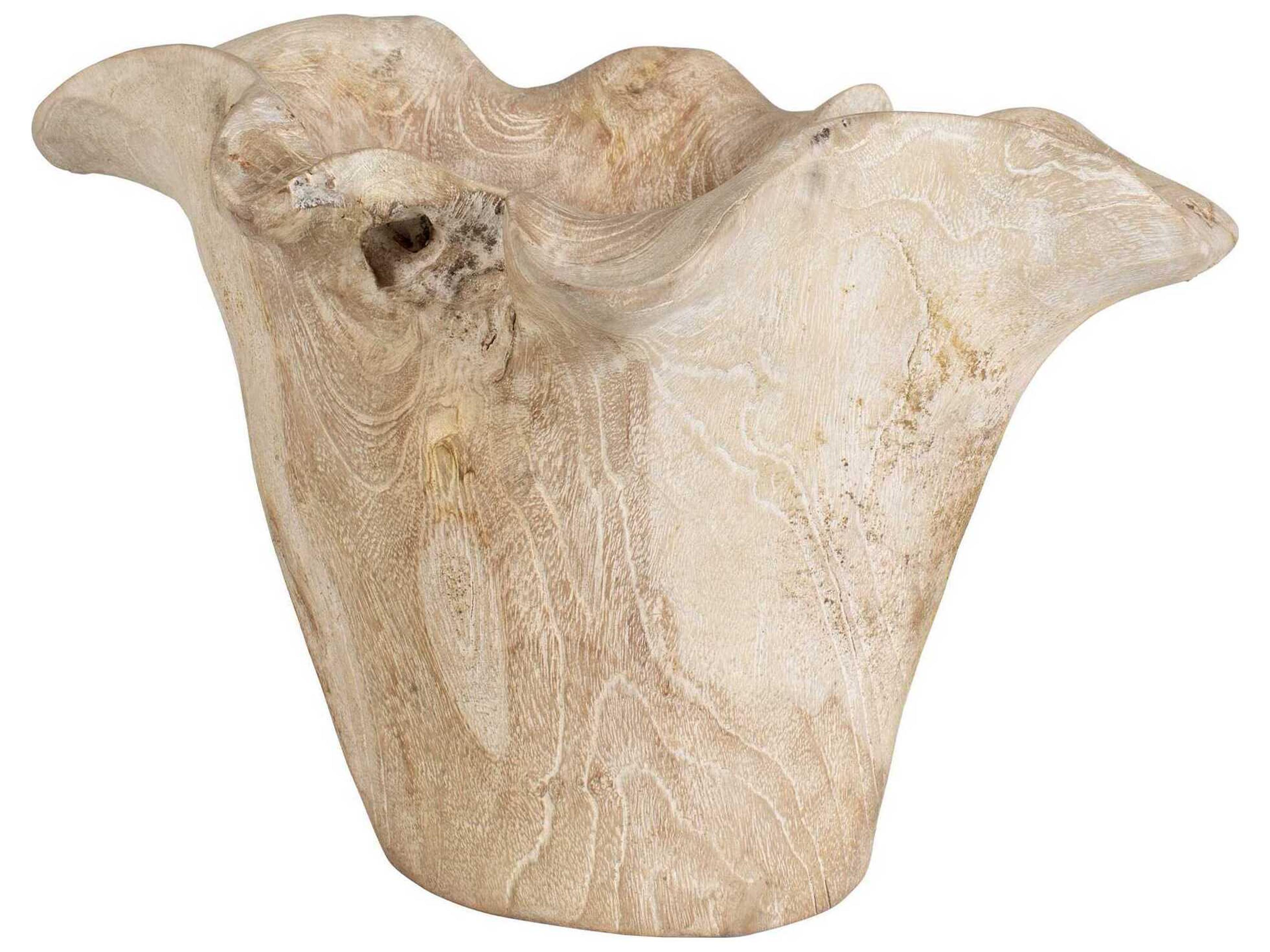 Uttermost Outdoor Teak Flow White Wash Outdoor Bowl