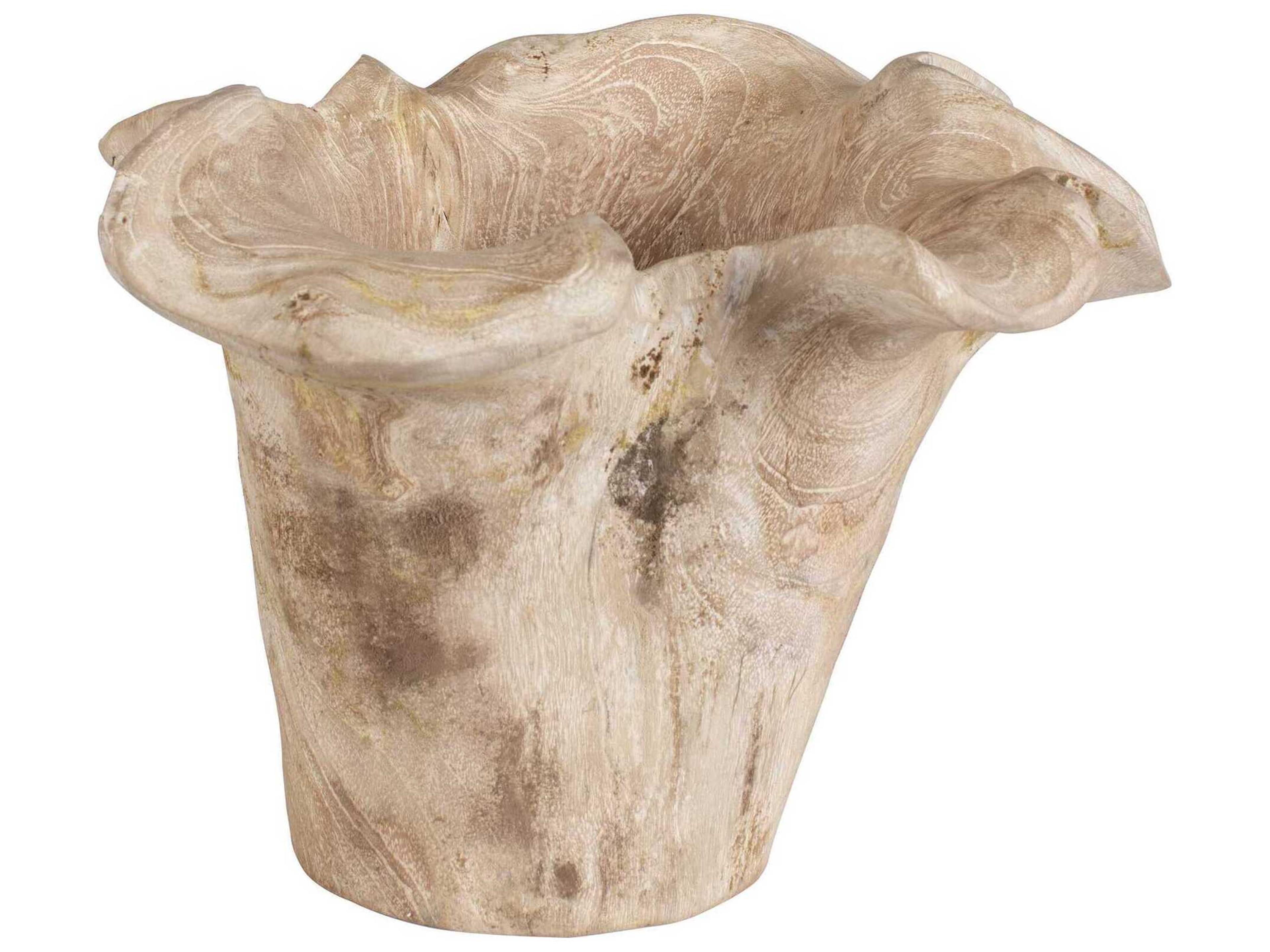 Uttermost Outdoor Teak Flow White Wash Outdoor Bowl