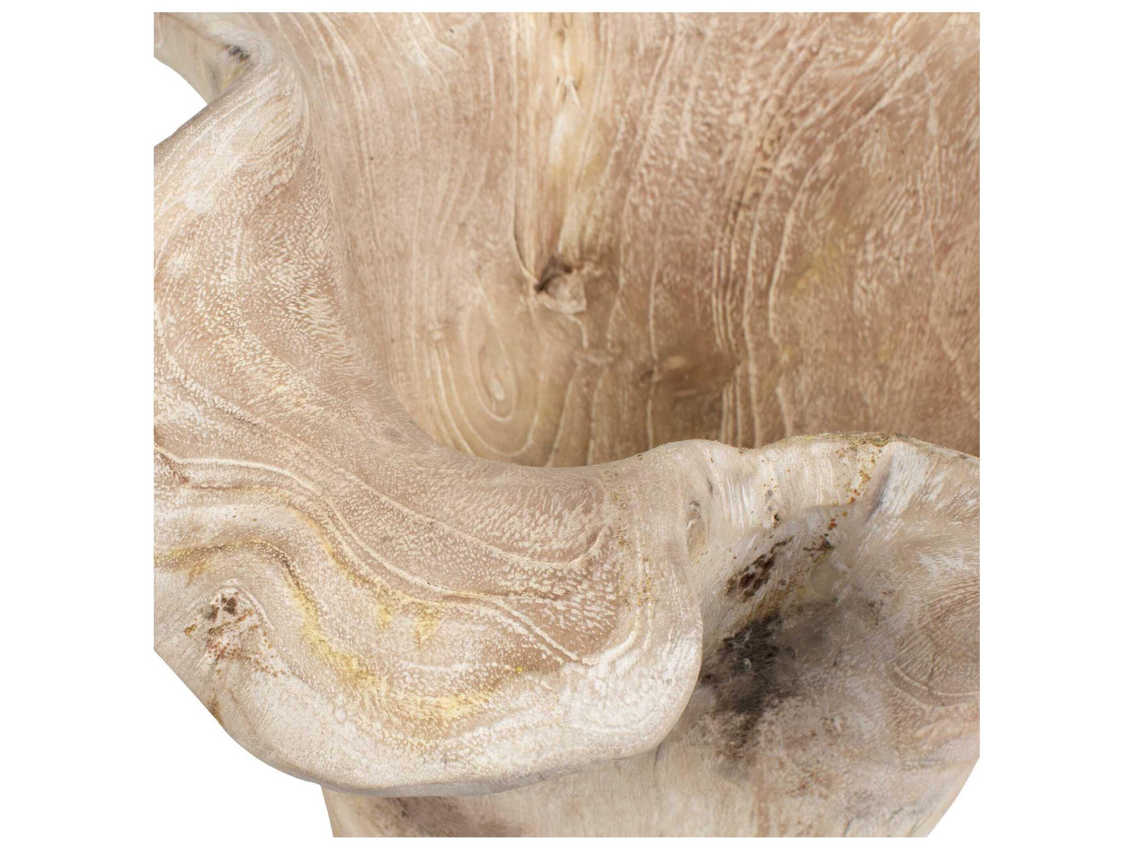 Uttermost Outdoor Teak Flow White Wash Outdoor Bowl