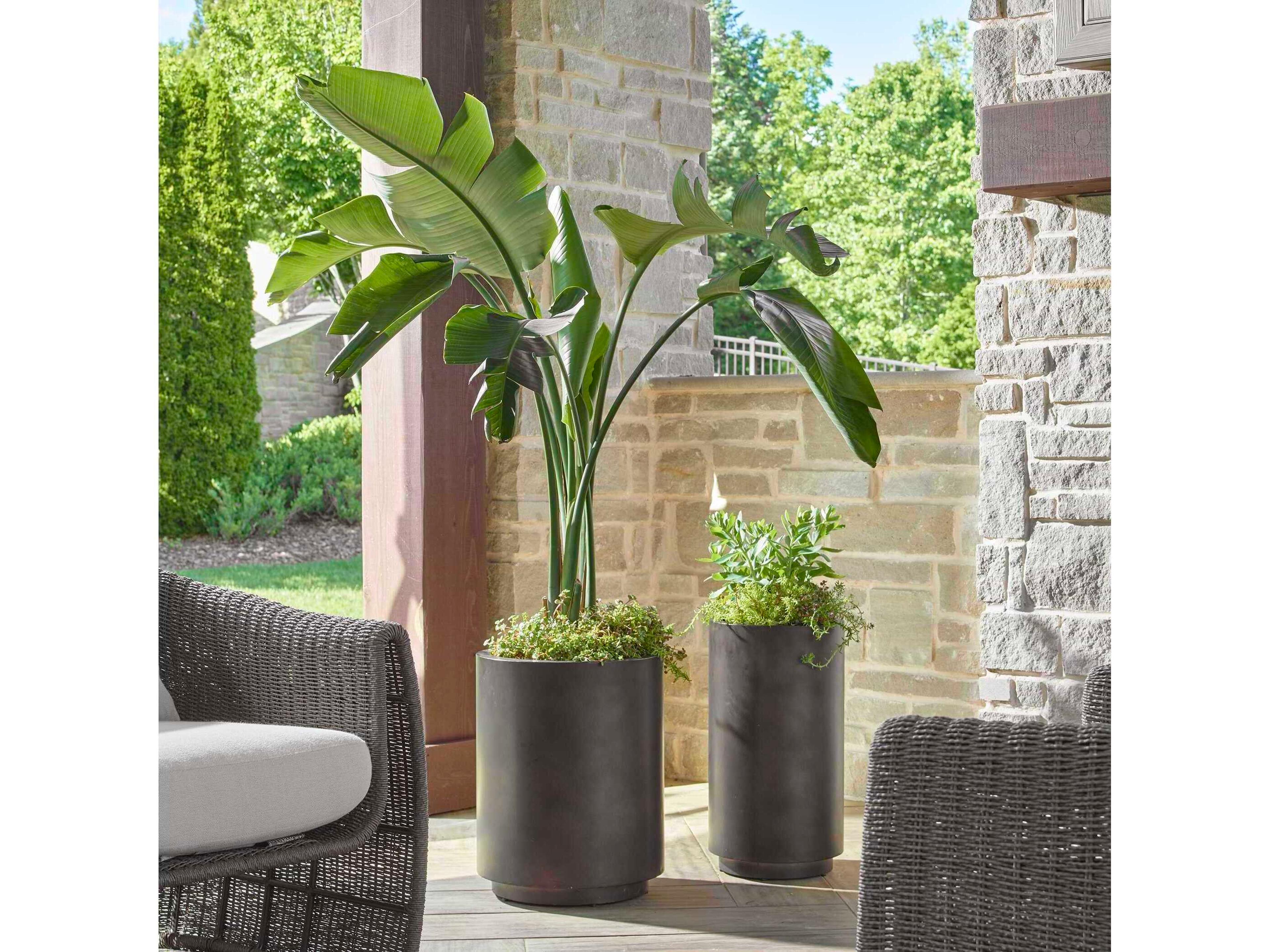 Uttermost Outdoor Volcan Matte Bronze Outdoor Planters Set of 2