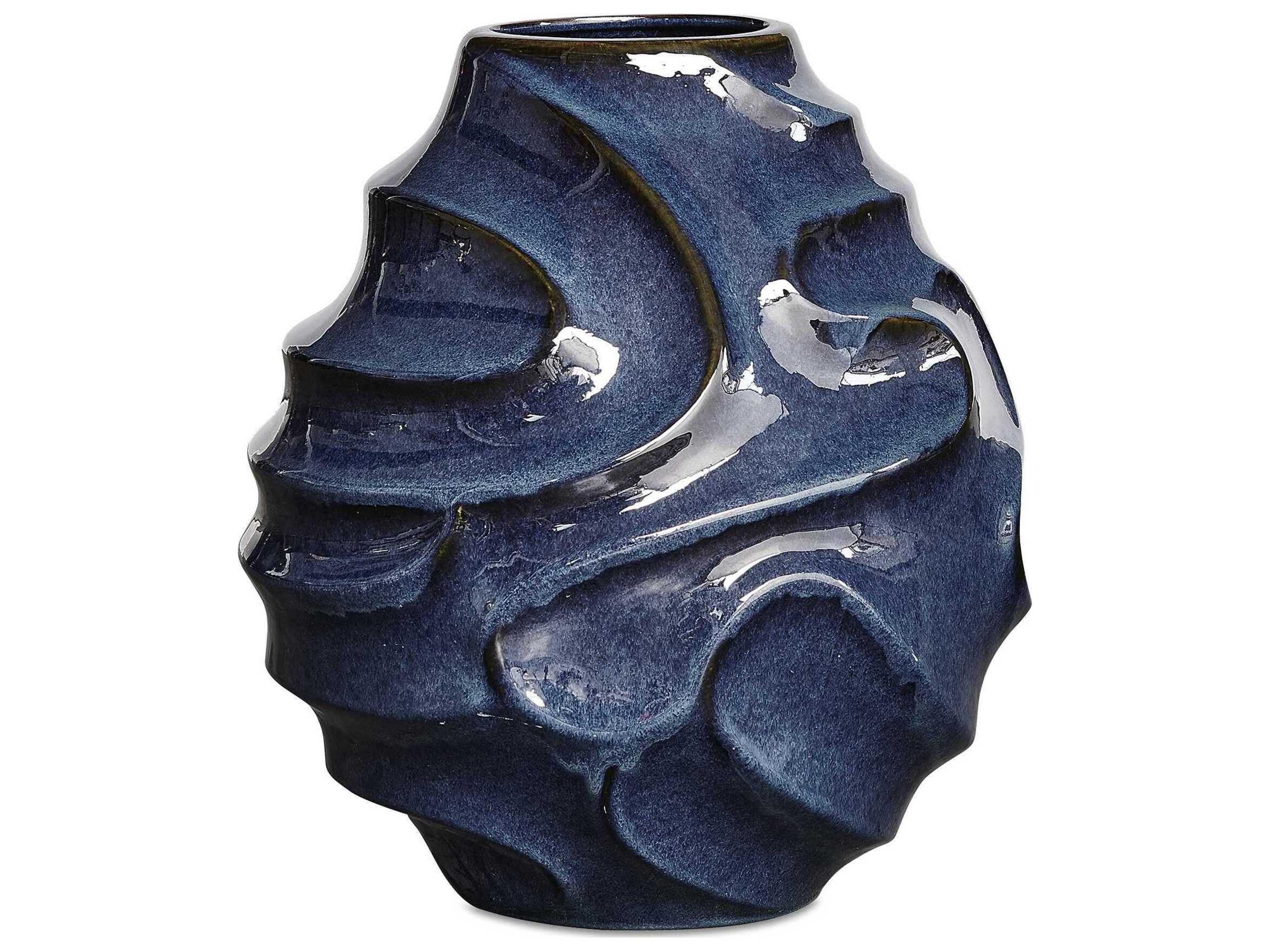 Helix Swirl Blue Outdoor Vase