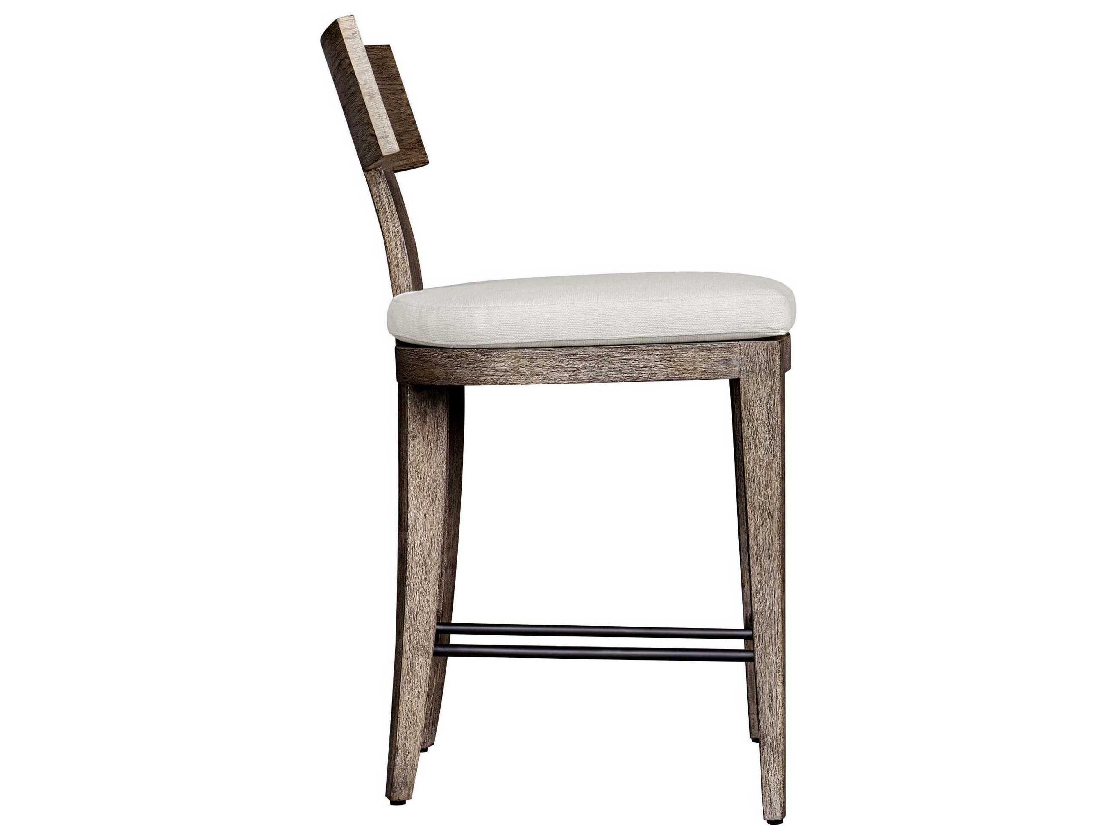 Uttermost Outdoor Cellini Weathered Gray Wood Cushion Counter Stool