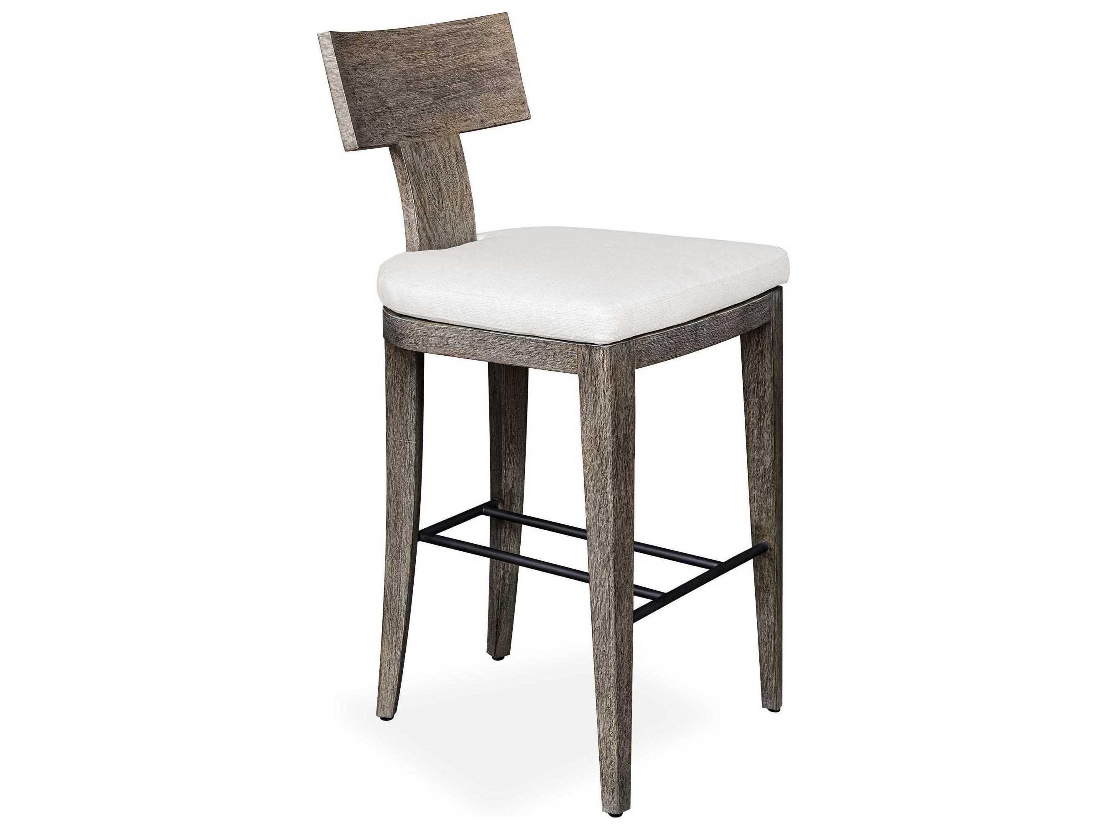 Cellini Weathered Gray Wood Cushion Bar Stool