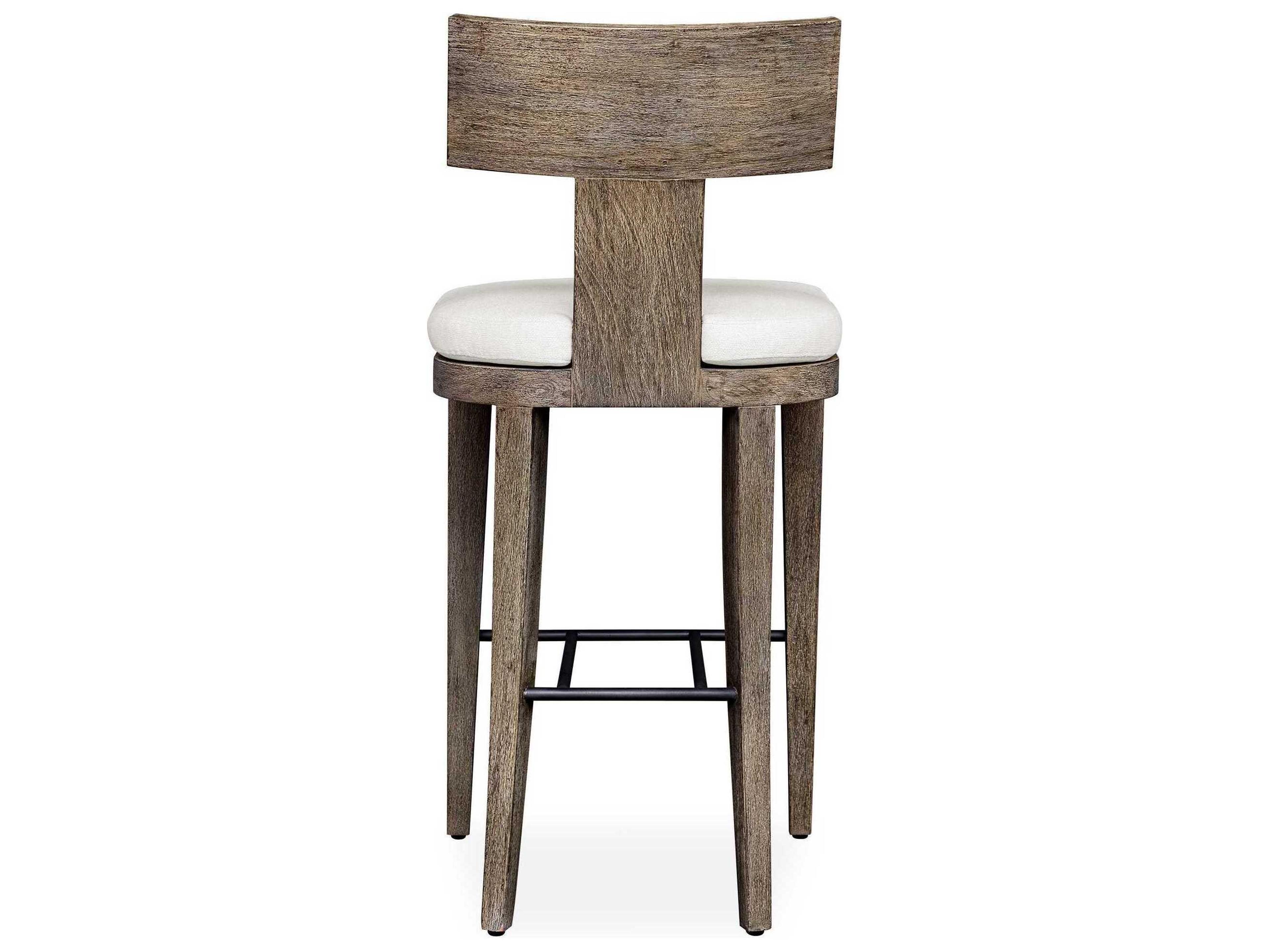 Uttermost Outdoor Cellini Weathered Gray Wood Cushion Bar Stool