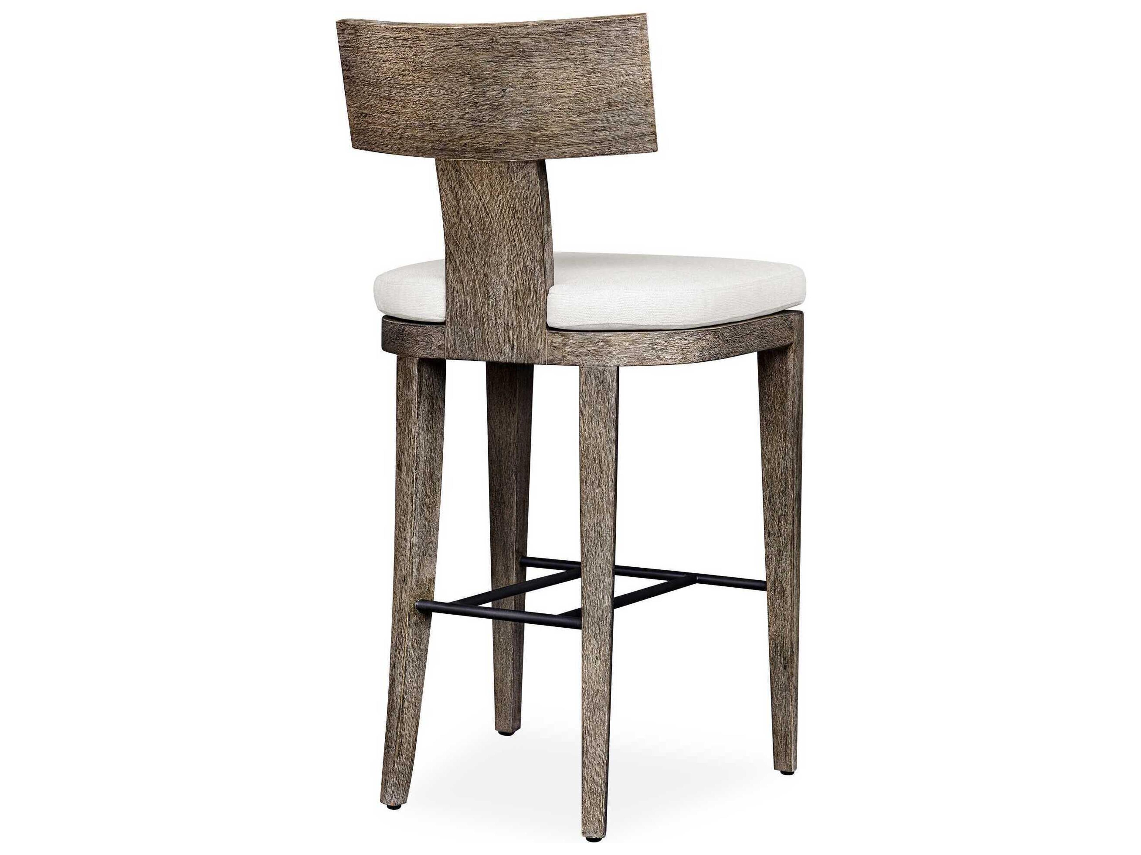 Uttermost Outdoor Cellini Weathered Gray Wood Cushion Bar Stool