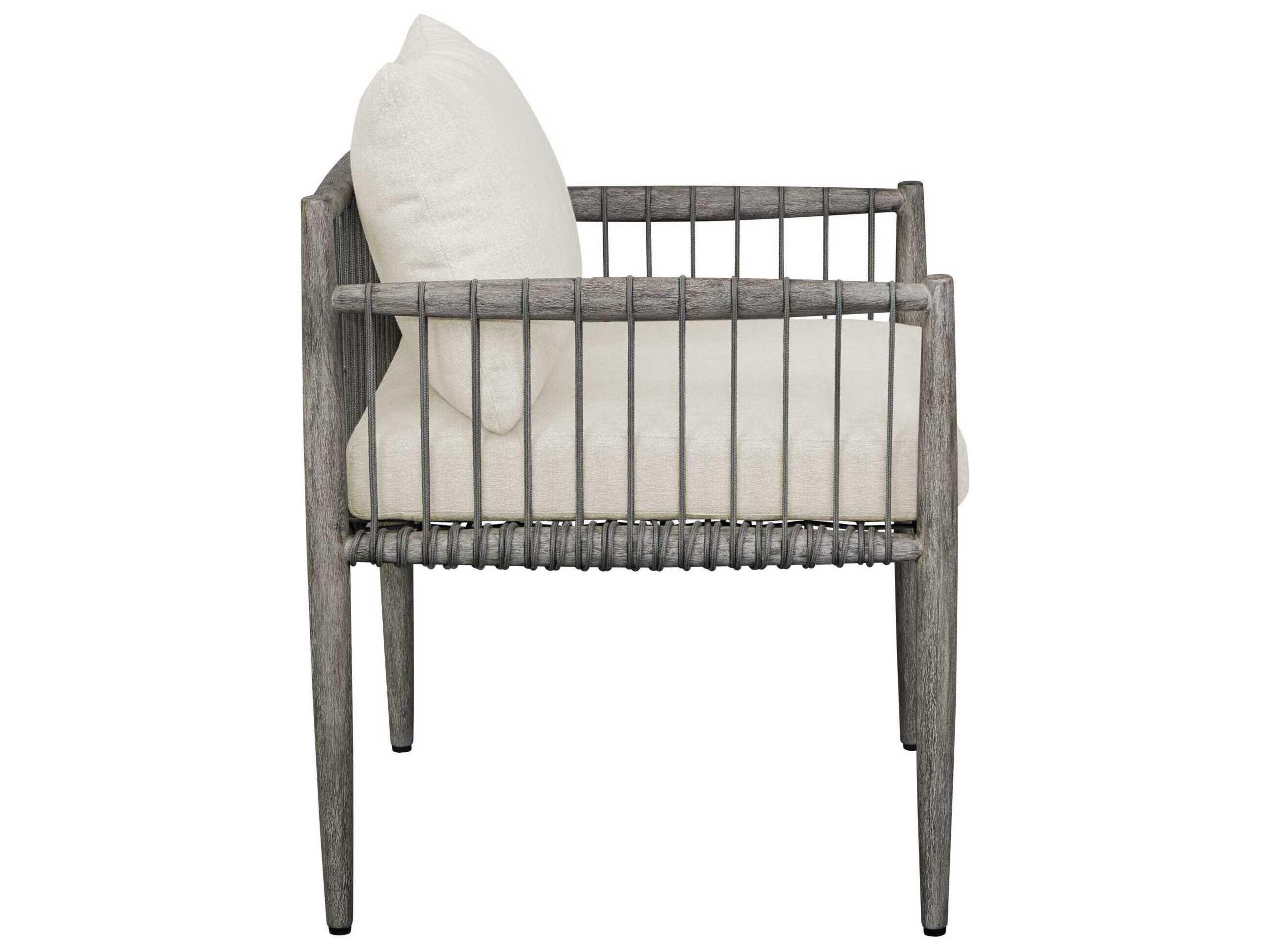 Uttermost Outdoor Borneo Weathered Dark Gray Wood Cushion Dining Chair