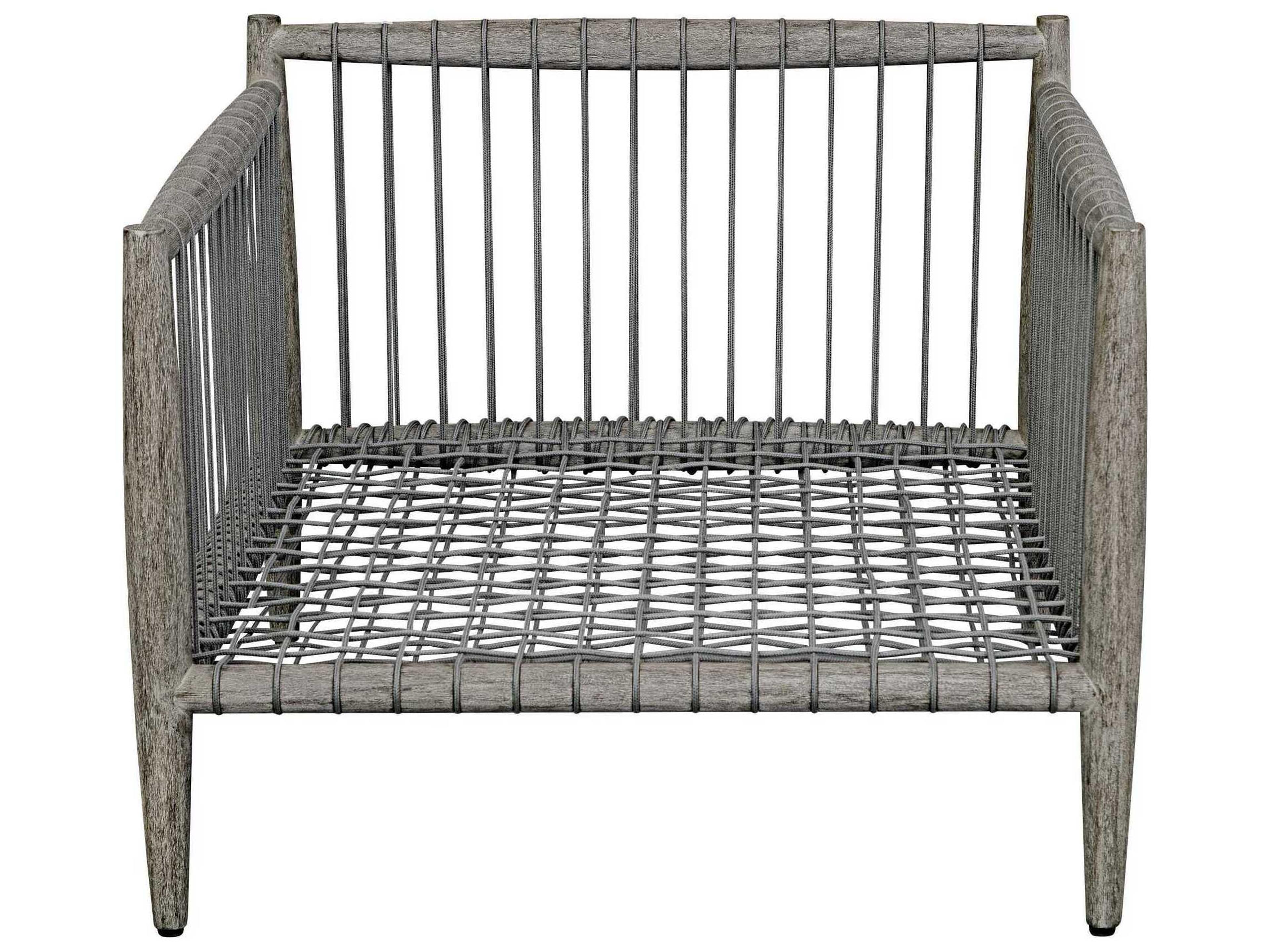 Uttermost Outdoor Borneo Weathered Dark Gray Wood Cushion Lounge Chair