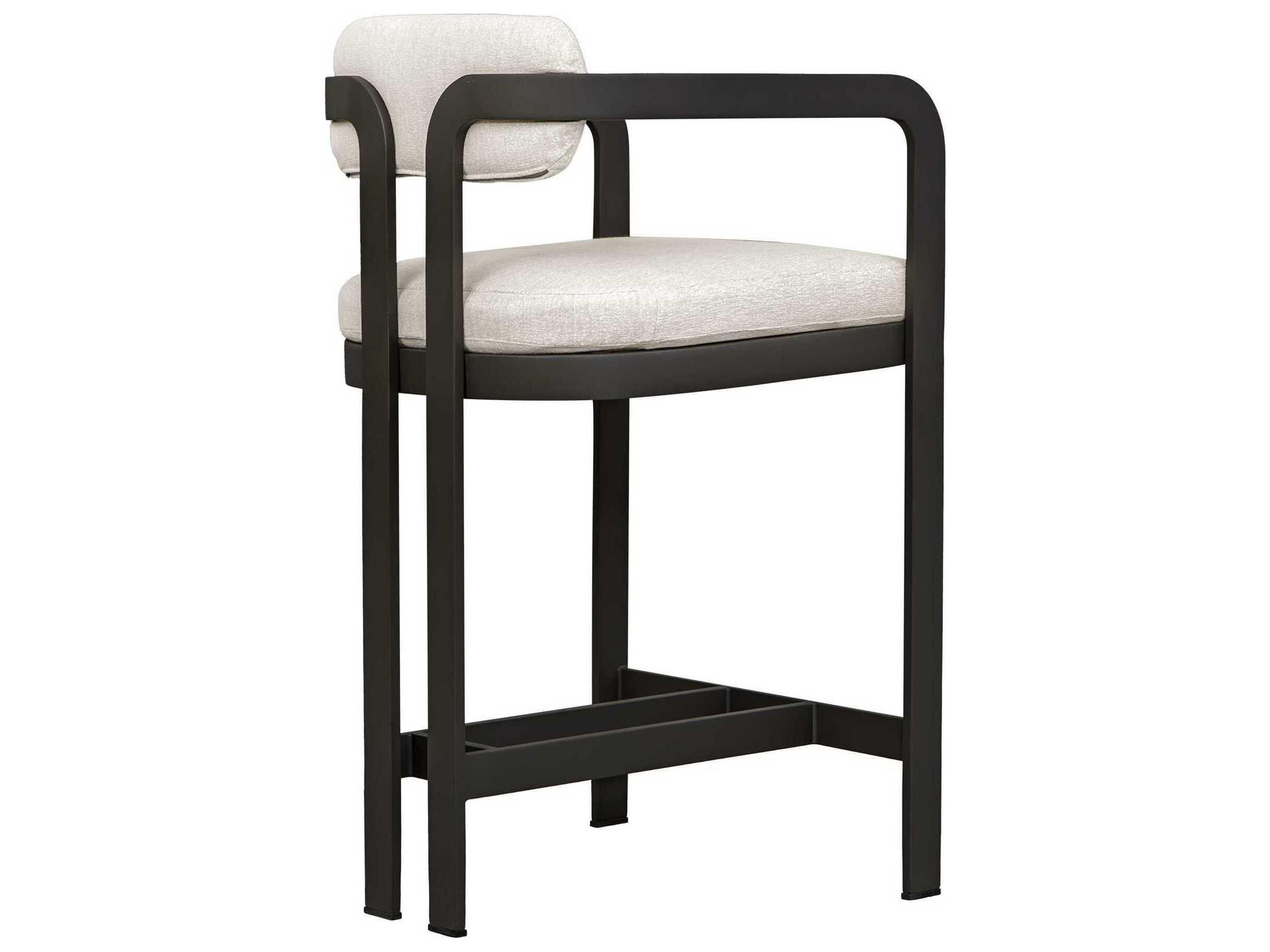Uttermost Outdoor Kalmar Java Black Steel Cushion Counter Stool