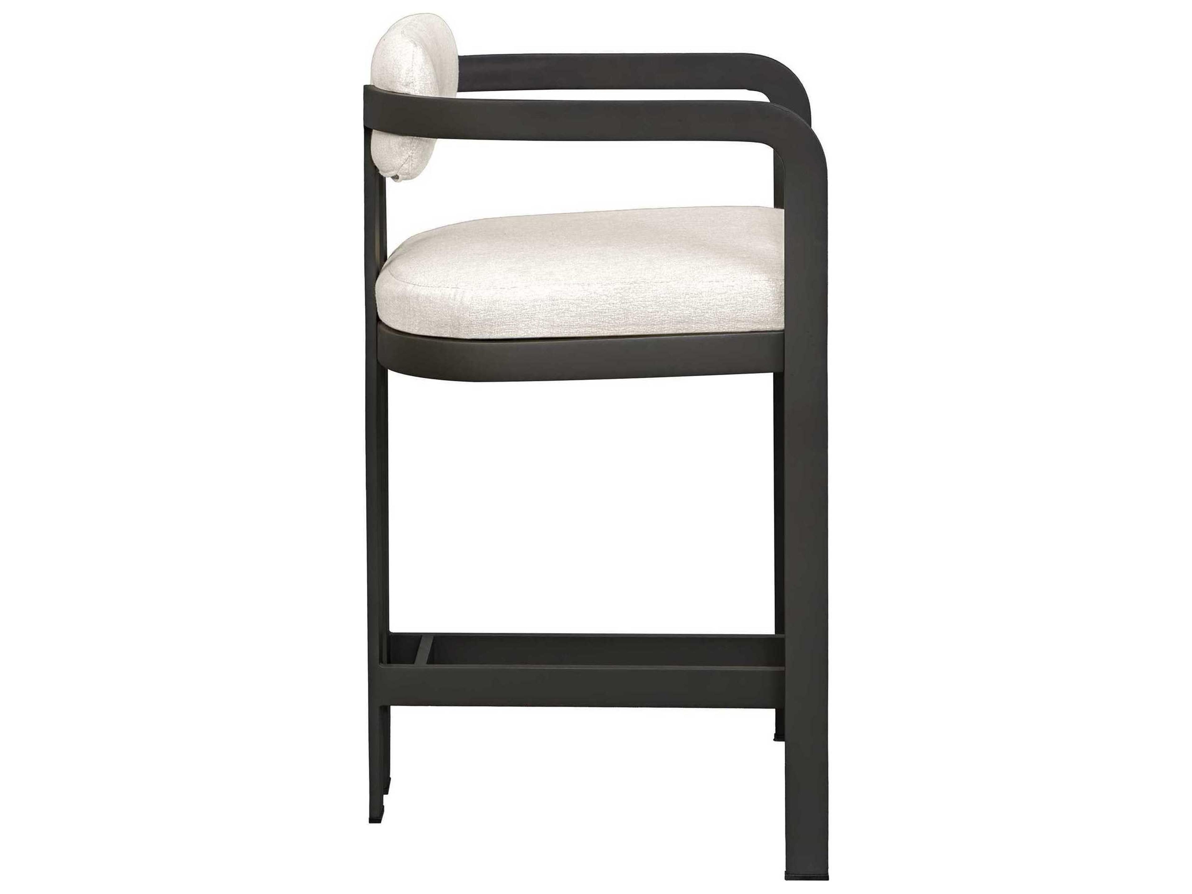 Uttermost Outdoor Kalmar Java Black Steel Cushion Counter Stool