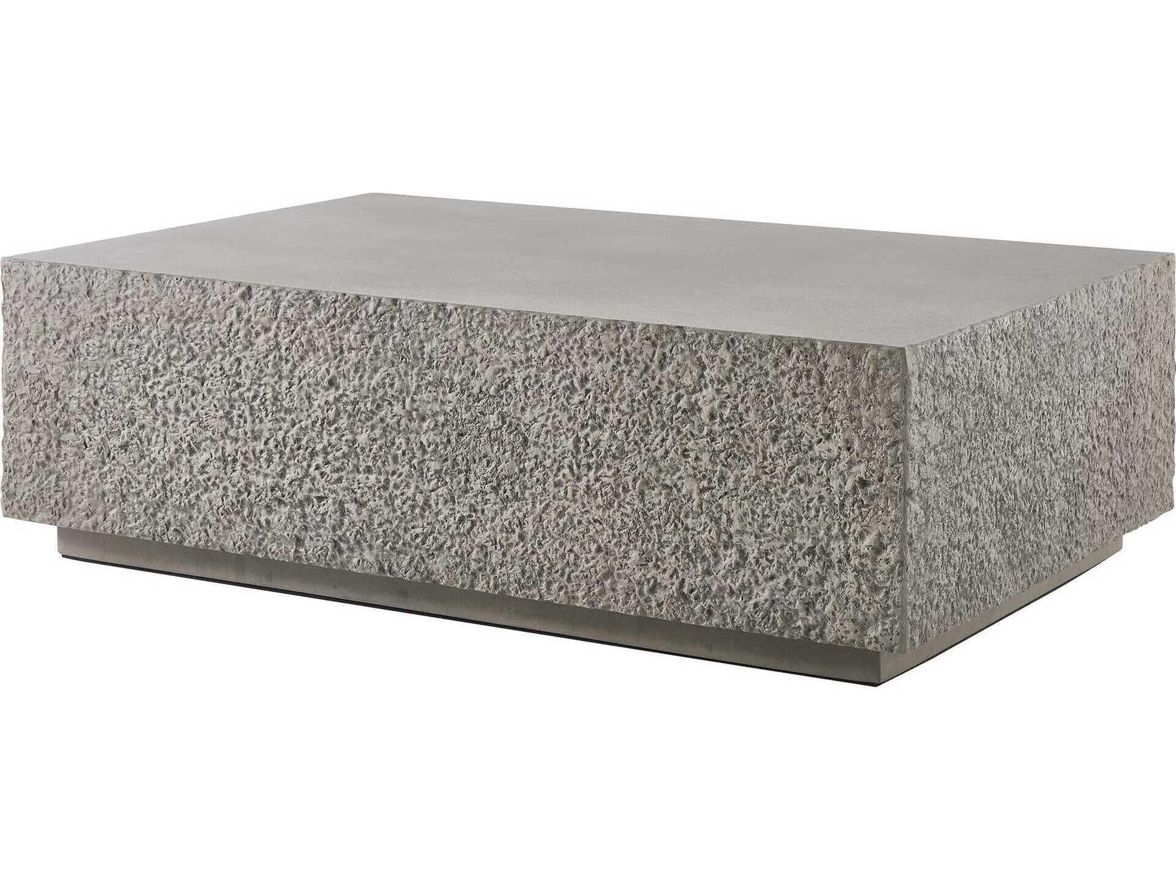 Hesston Brown Gray Concrete Rectangular Coffee Table