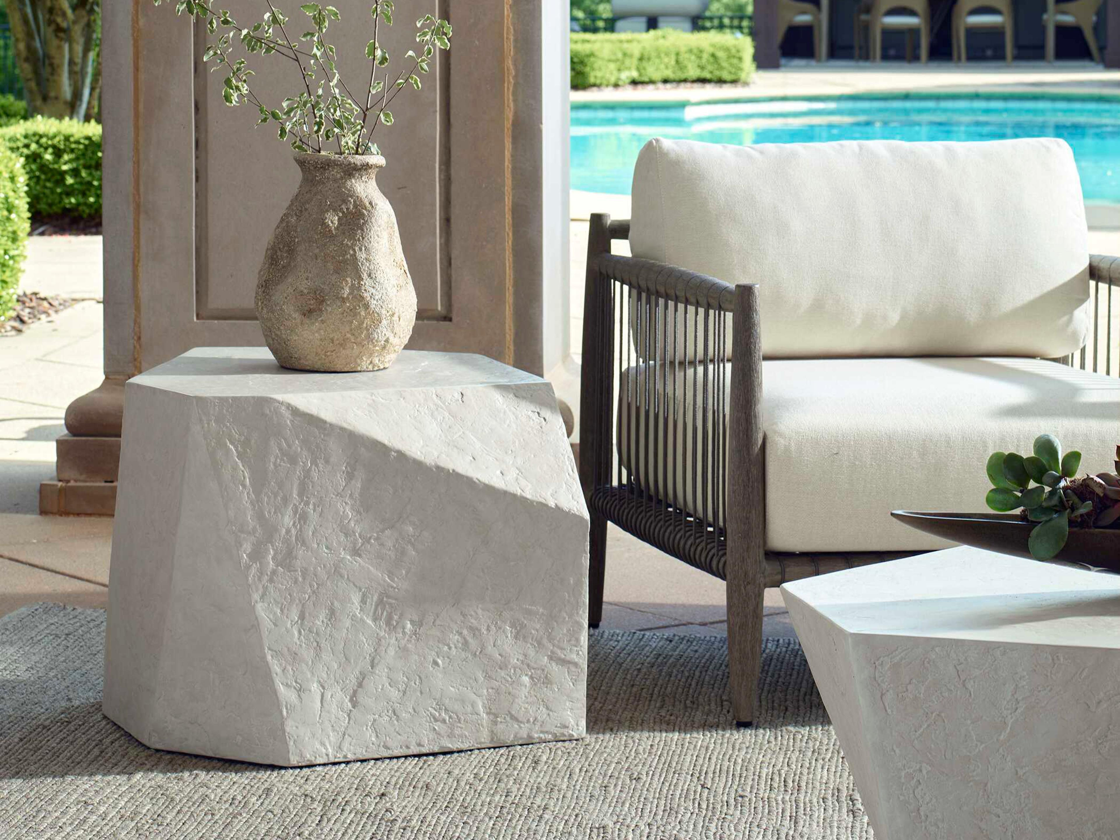 Uttermost Outdoor Parra White Concrete End Table