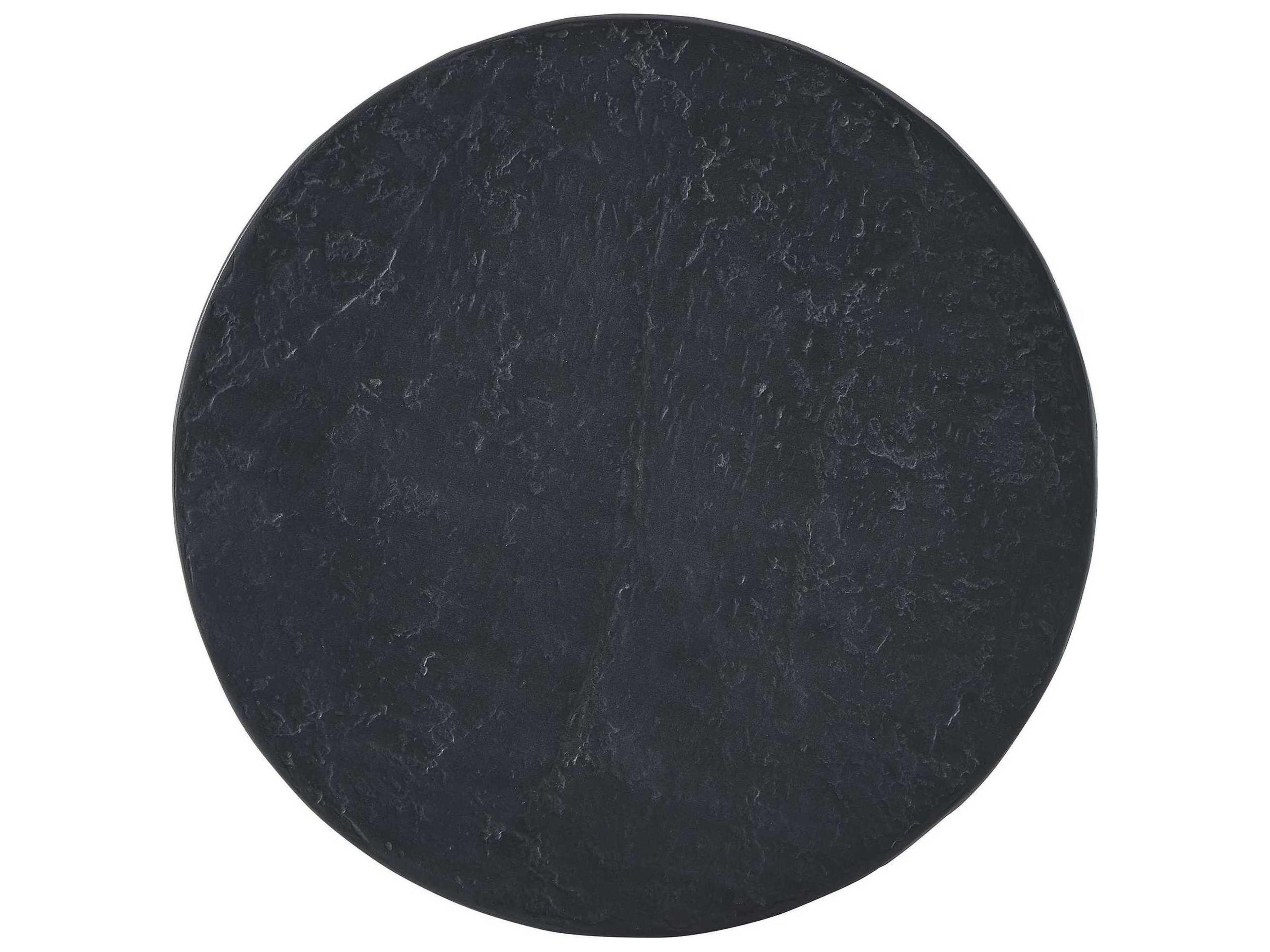 Uttermost Outdoor Hurlle Black Slate Concrete Round End Table