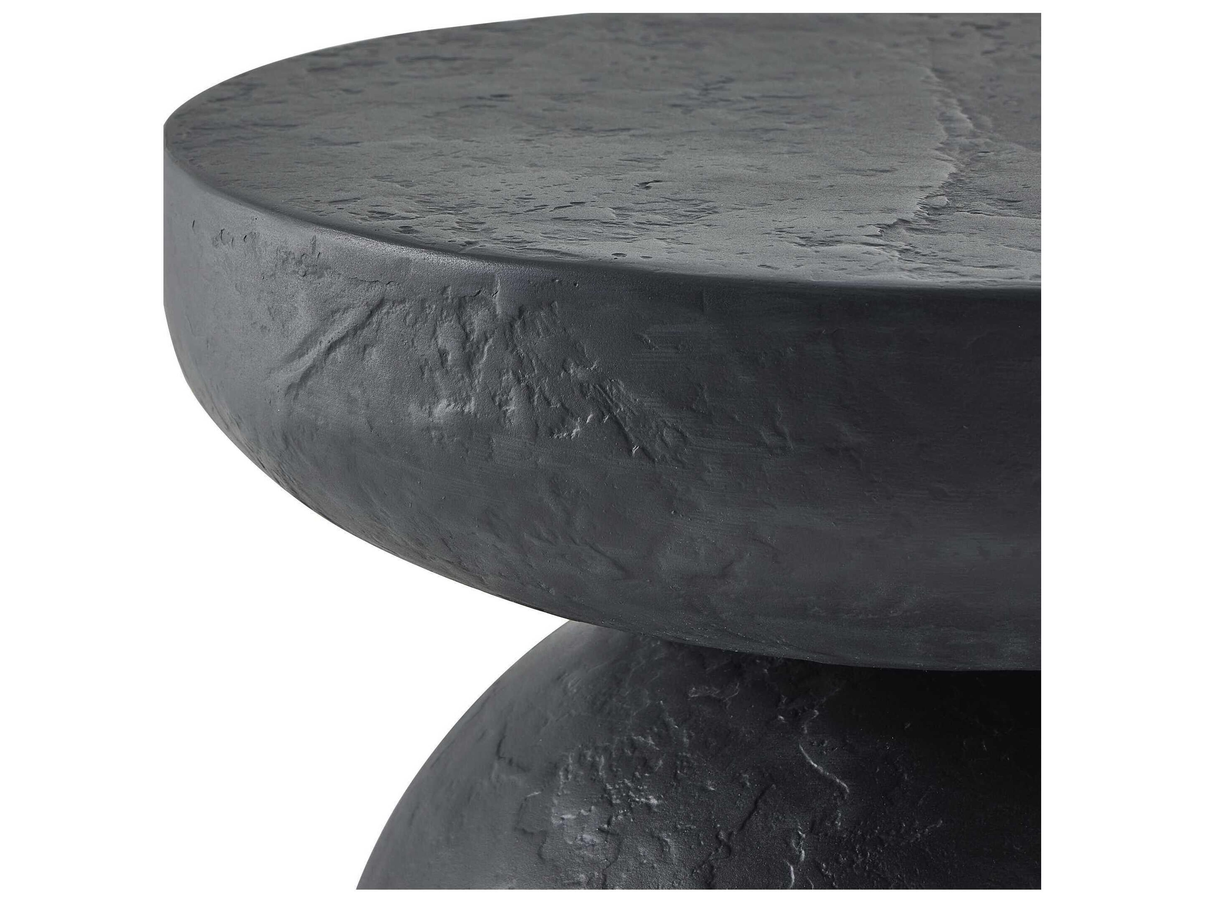 Uttermost Outdoor Hurlle Black Slate Concrete Round End Table