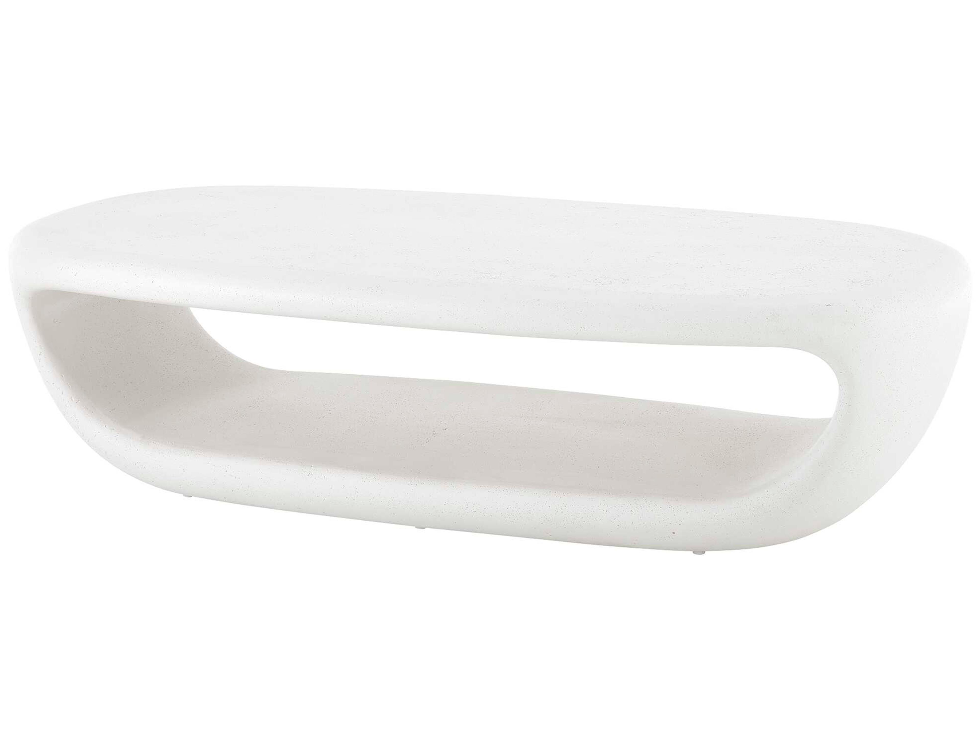 Uttermost Outdoor Leyton Warm White Concrete Oval Coffee Table