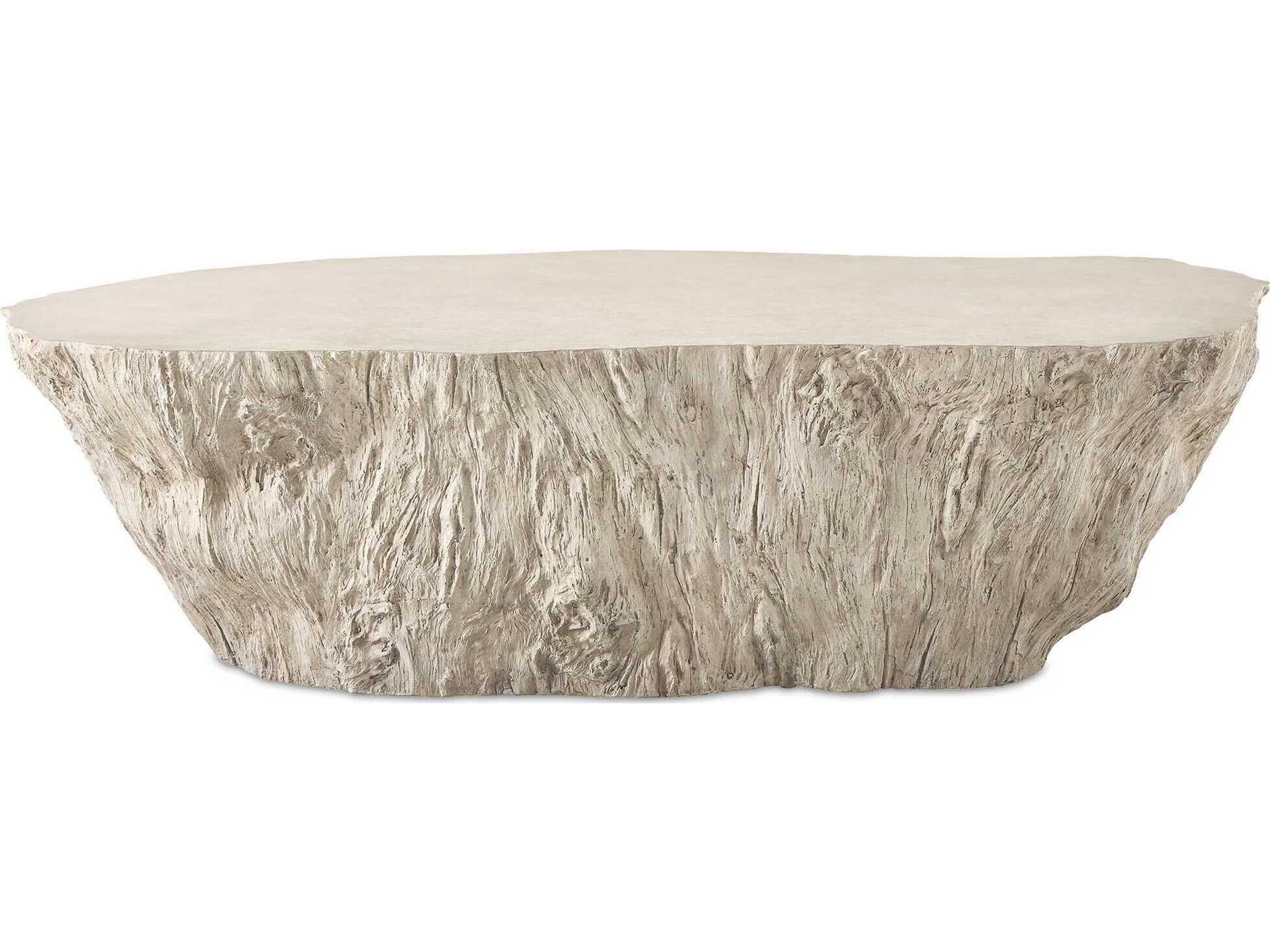 Uttermost Outdoor Oakmont White Concrete Oval Coffee Table
