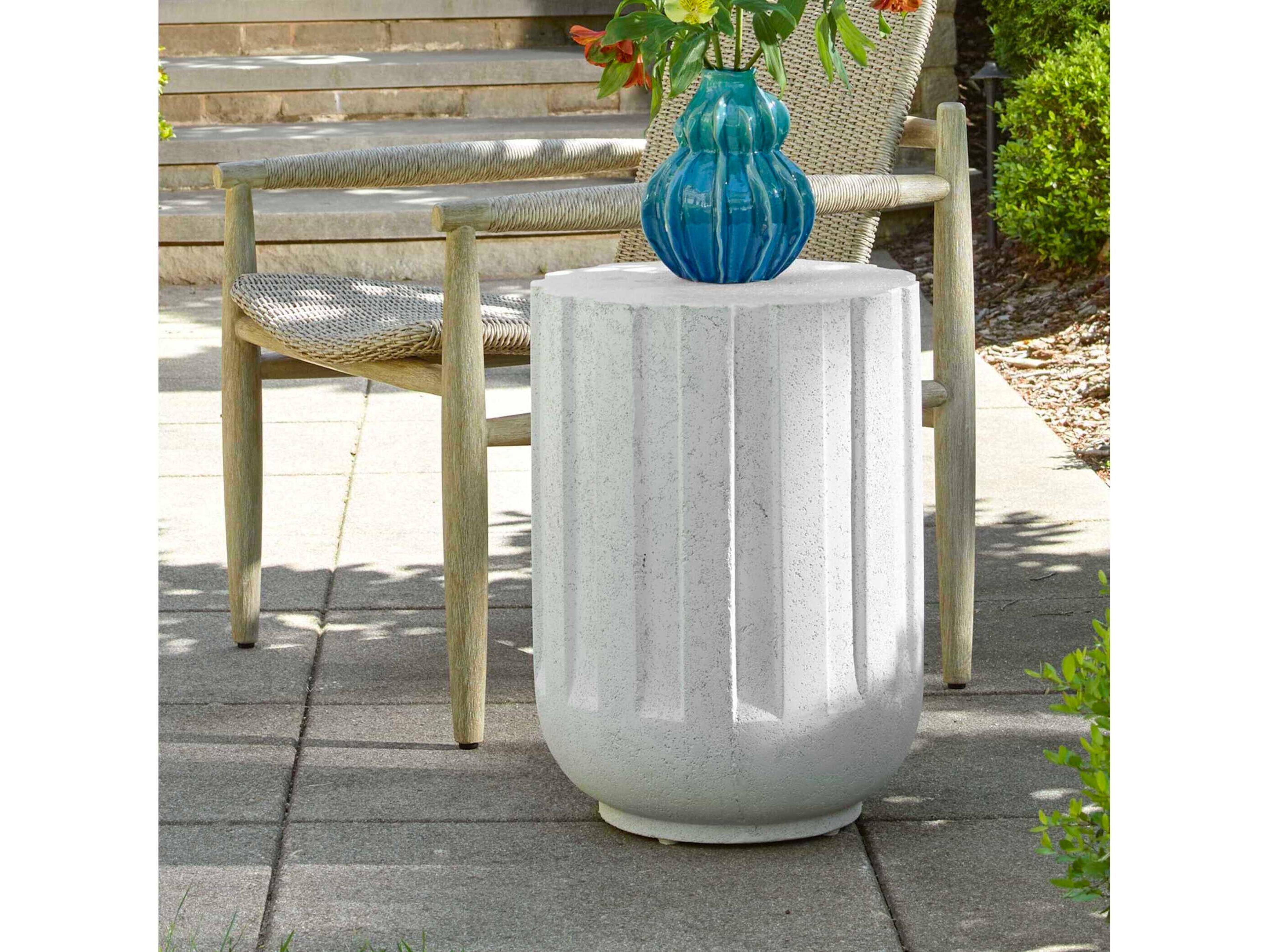Uttermost Outdoor Jane White Concrete Round End Table