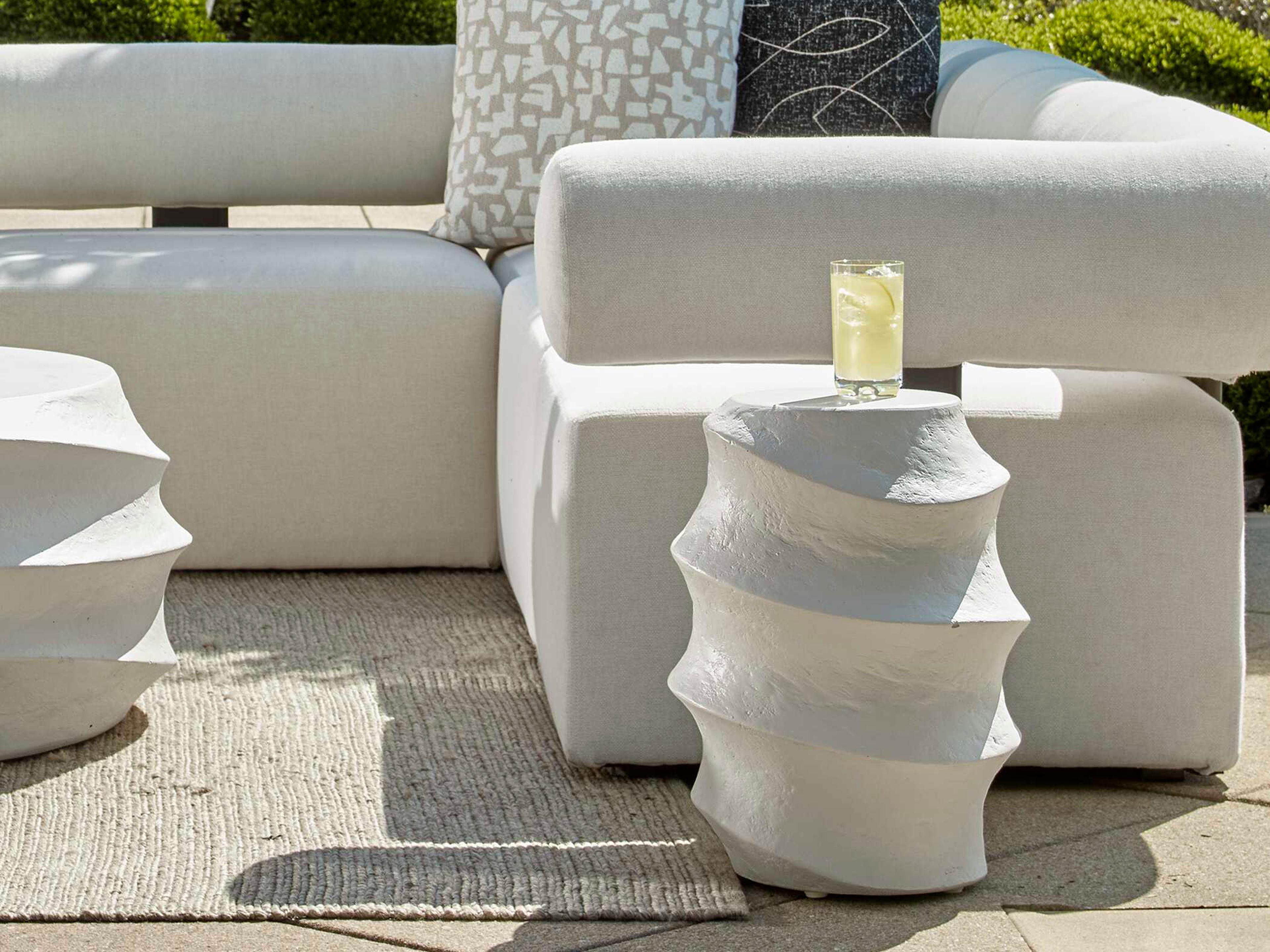 Uttermost Outdoor Winded White Concrete Round End Table