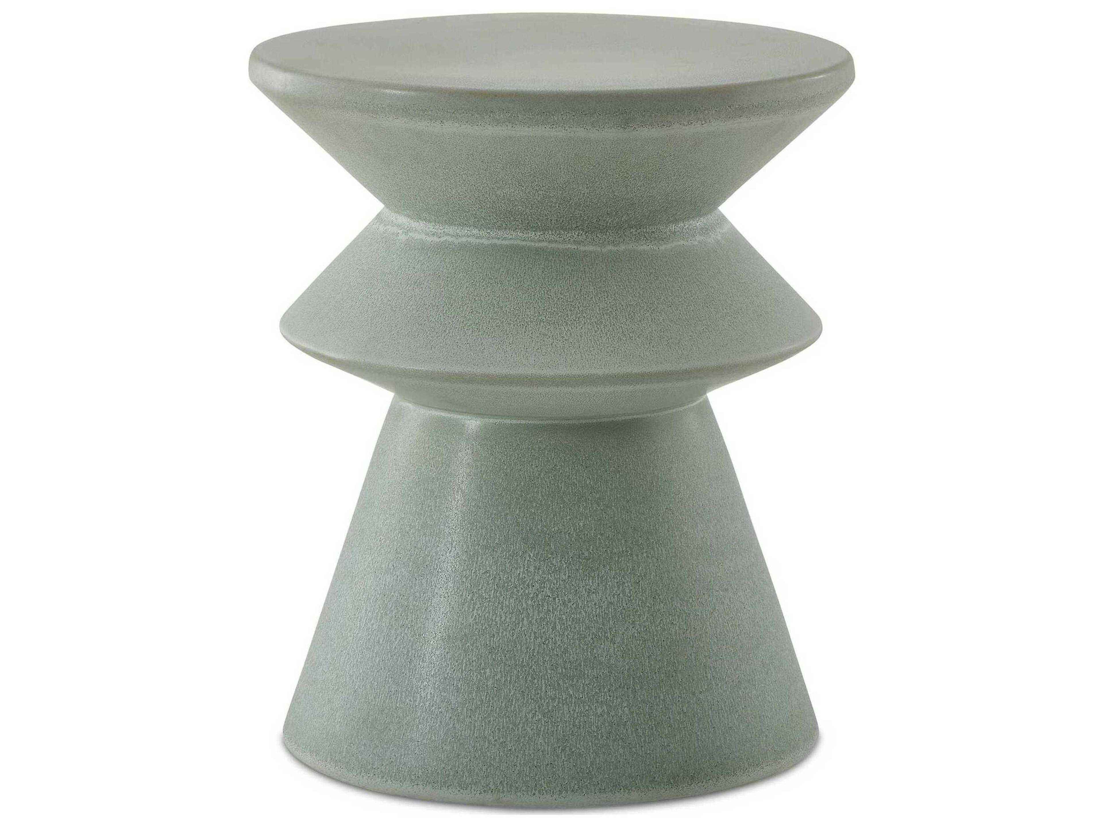 Imogene Light Seafoam Earthenware Concrete Garden Stool