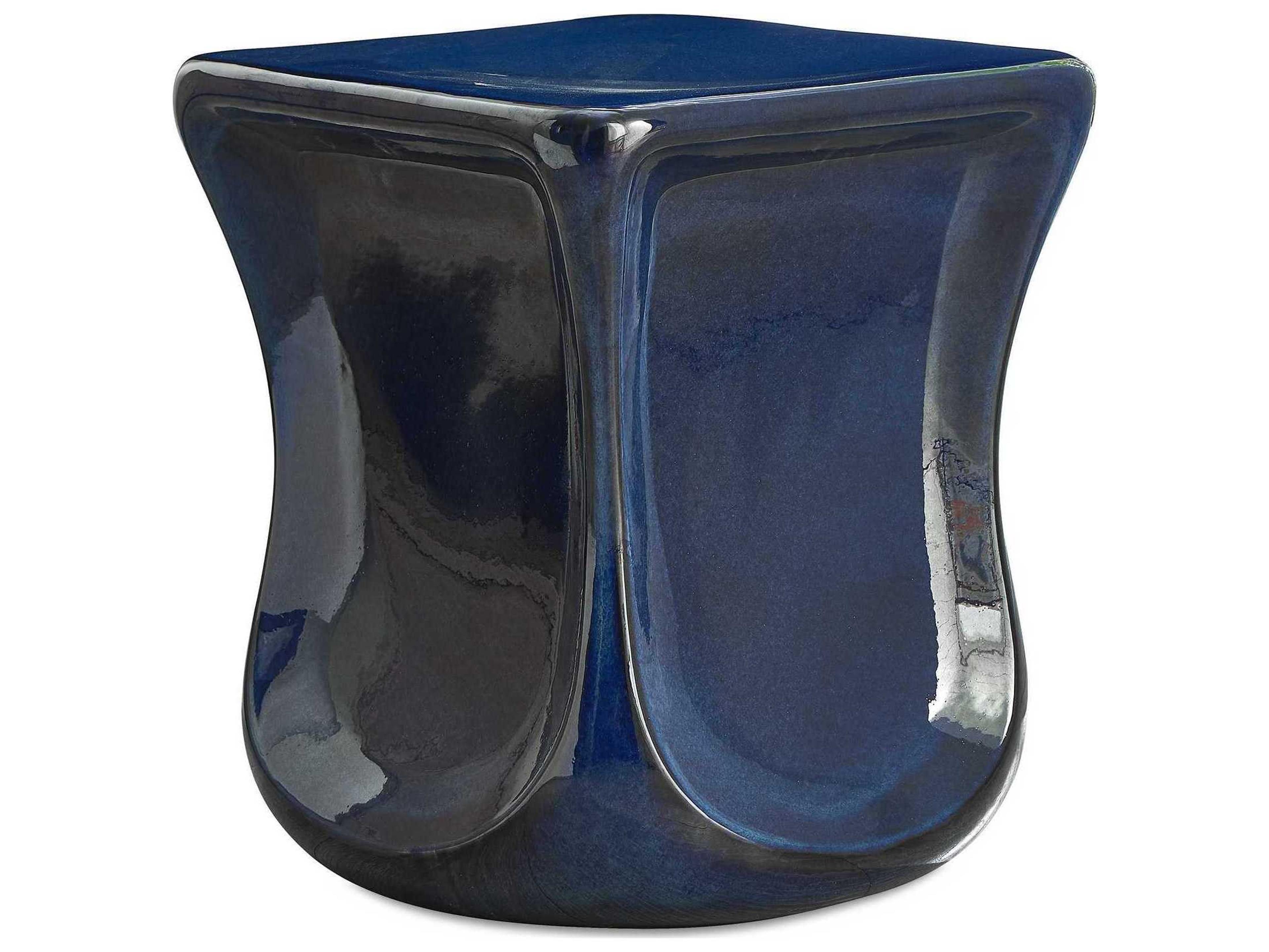 Kaz Deep Blue Earthenware Concrete Garden Stool