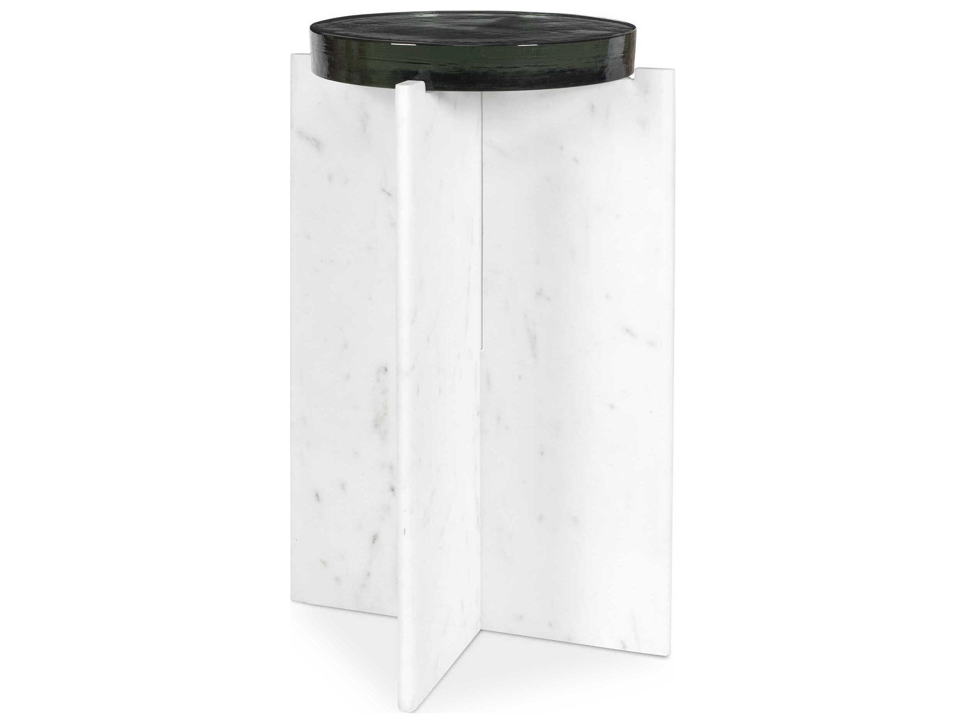 Olina White Stone Round End Table