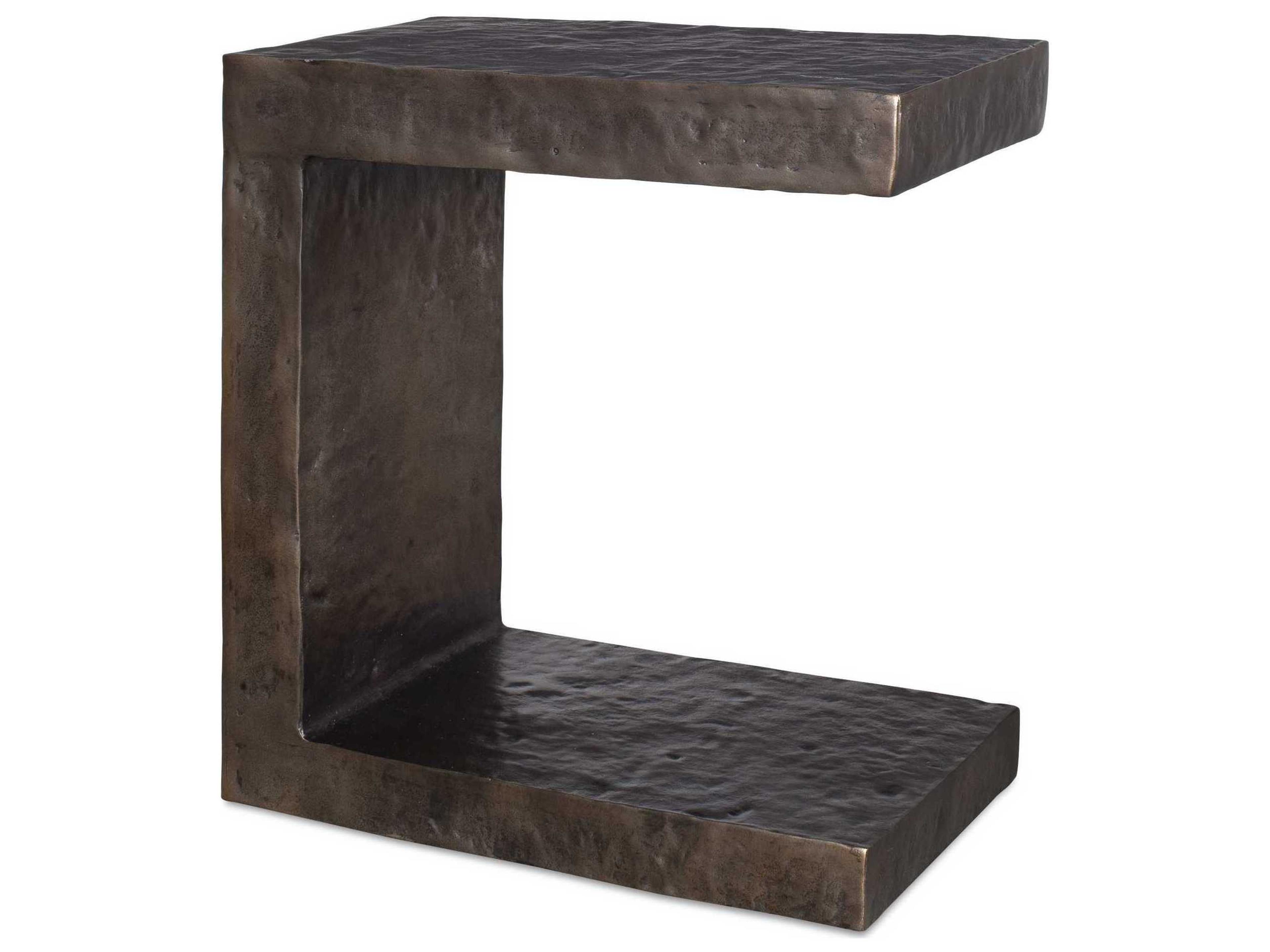 Obra Golden Dark Bronze Metal Rectangular End Table