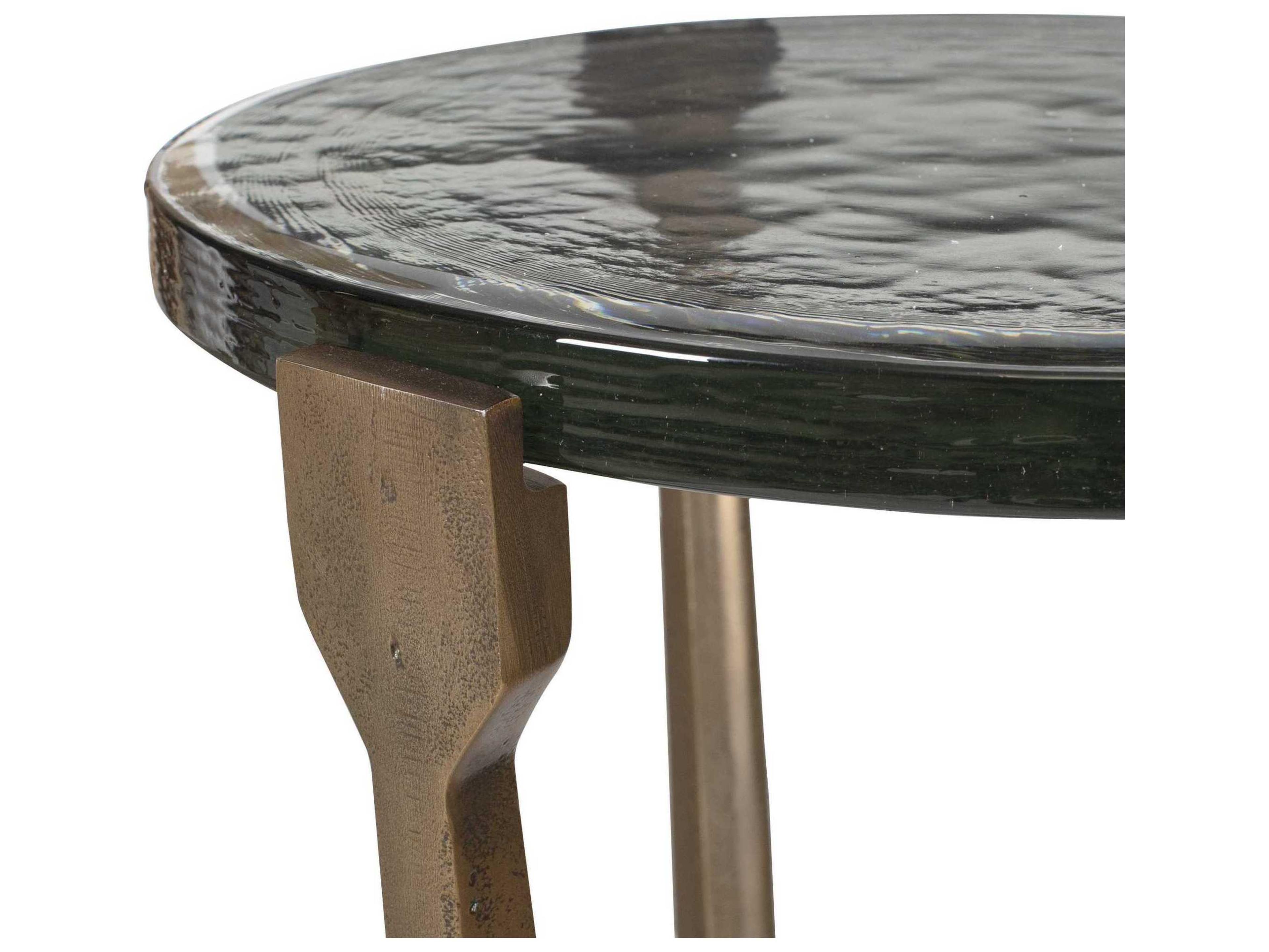 Uttermost Outdoor Bohdi Antique Brass Metal Round End Table