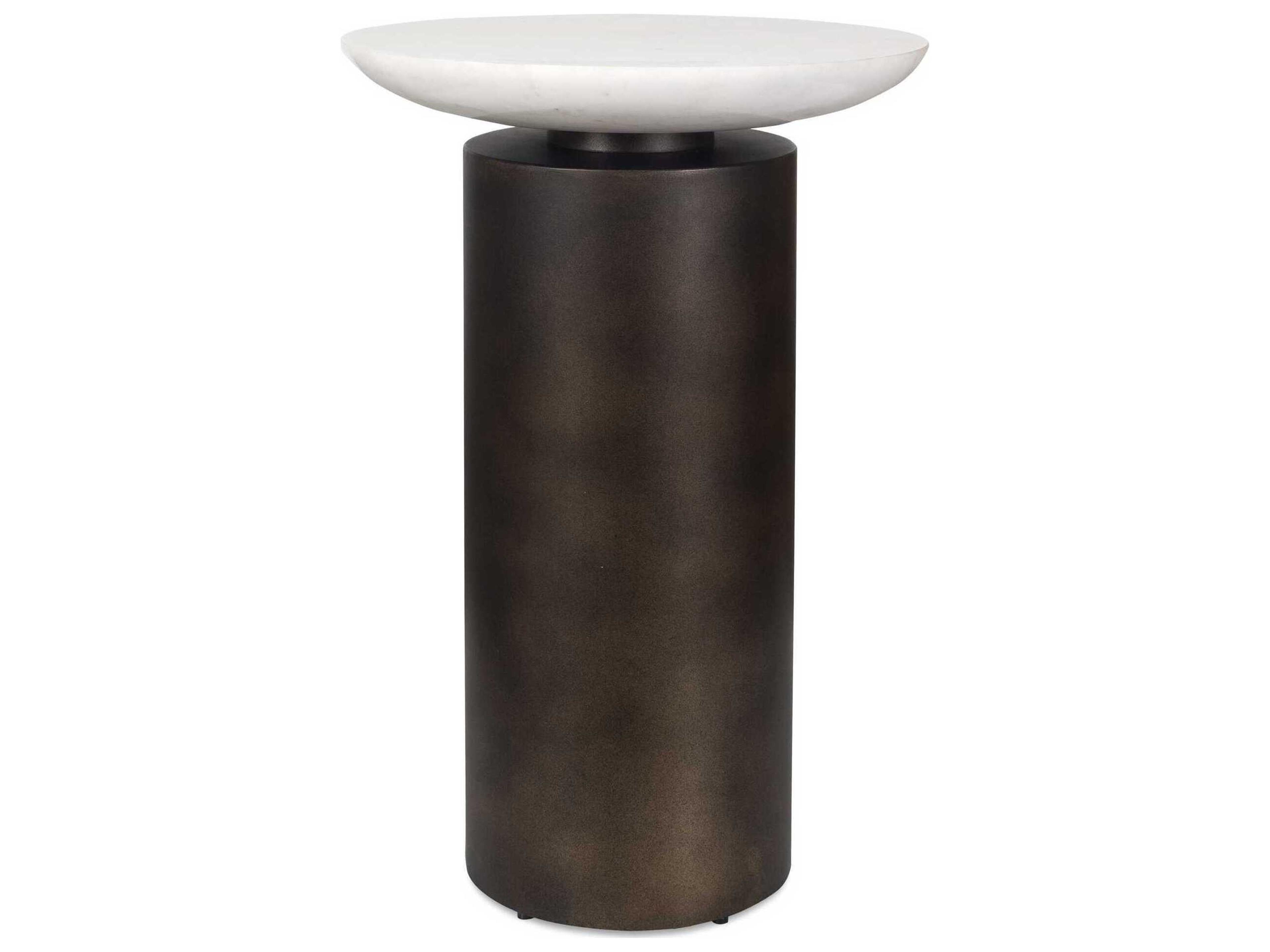 Olso Dark Bronze White Metal Round End Table