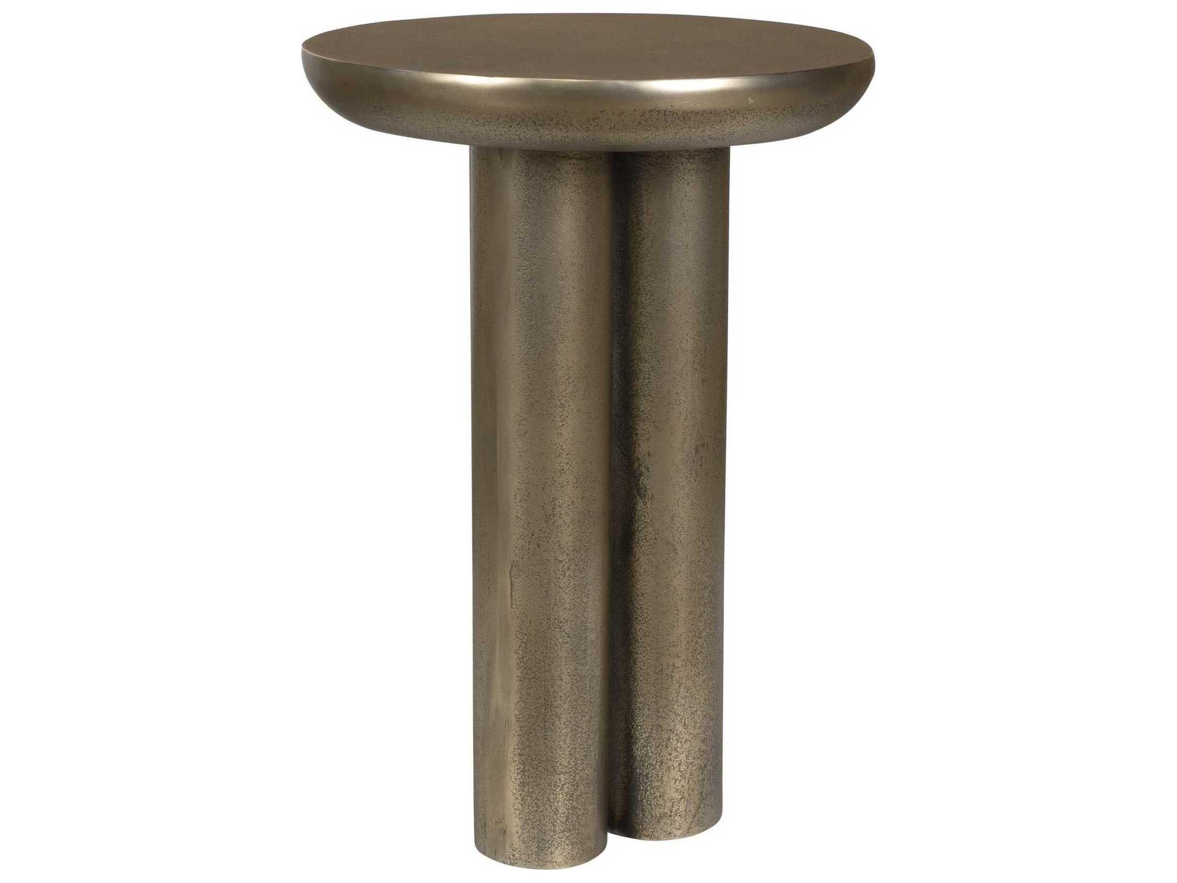 Uttermost Outdoor Thorp Antique Brass Metal Round End Table