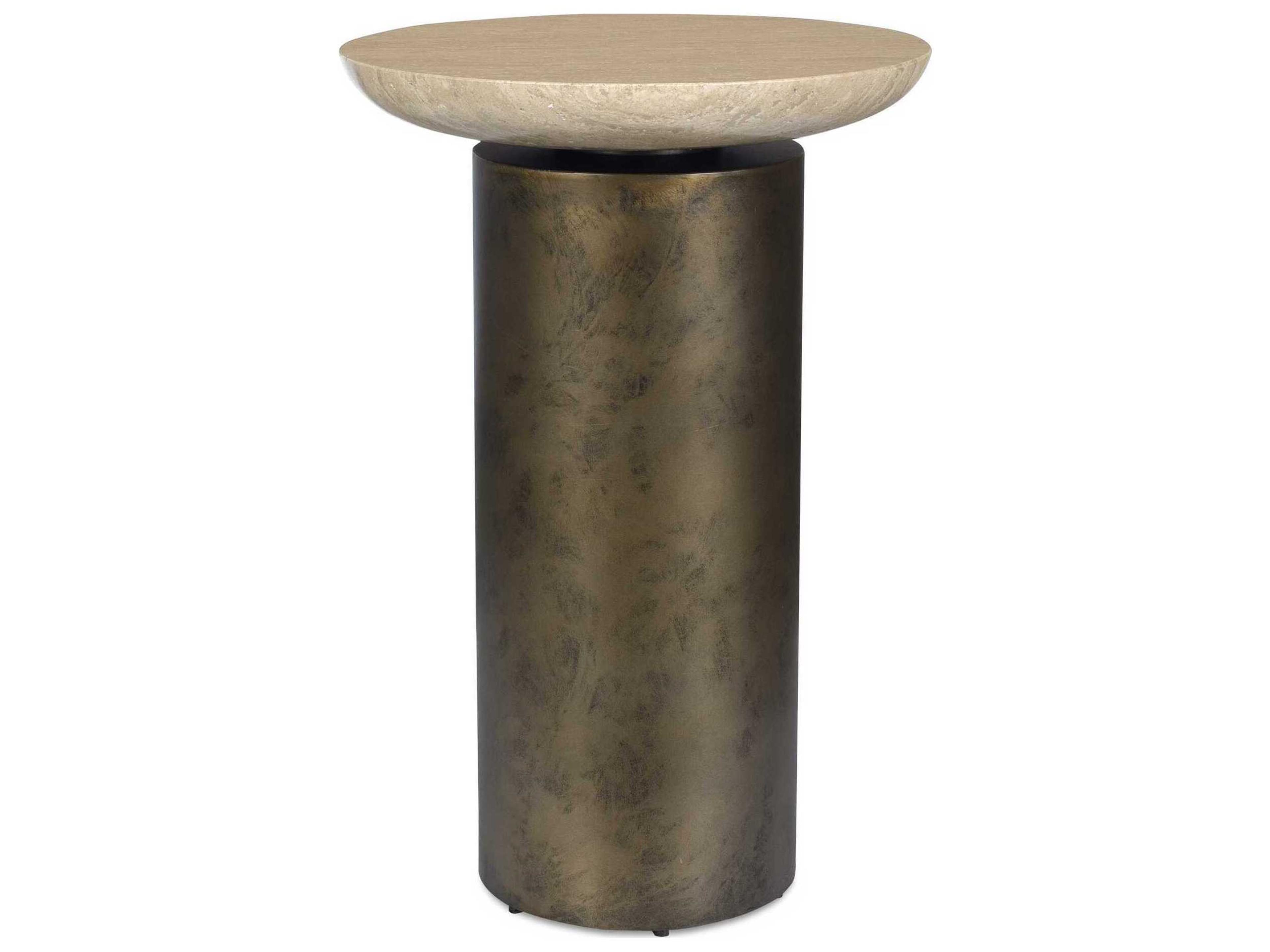 Oslo Antique Brass Metal Round End Table