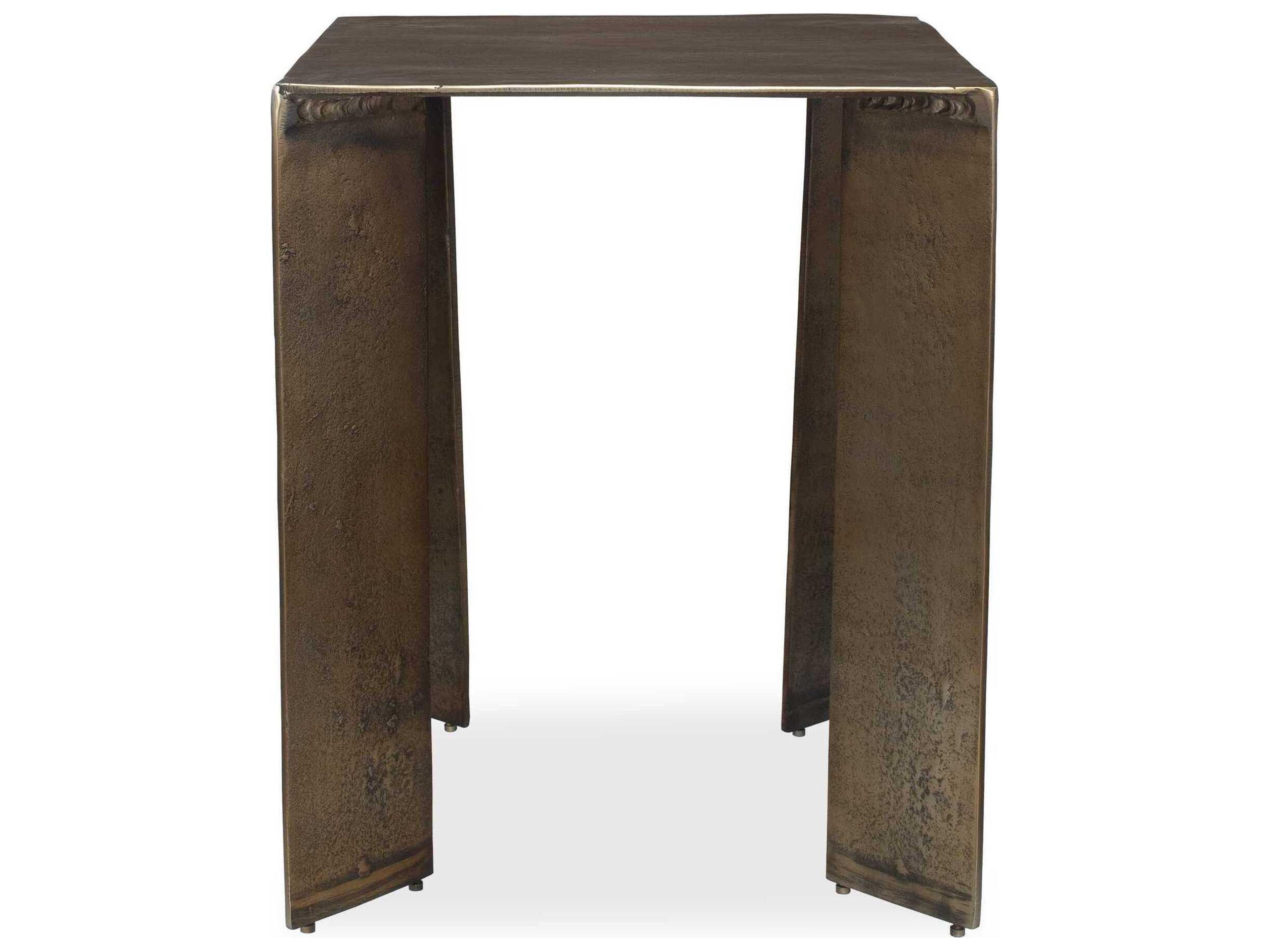 Uttermost Outdoor Reade Antique Brass Aluminum Square End Table