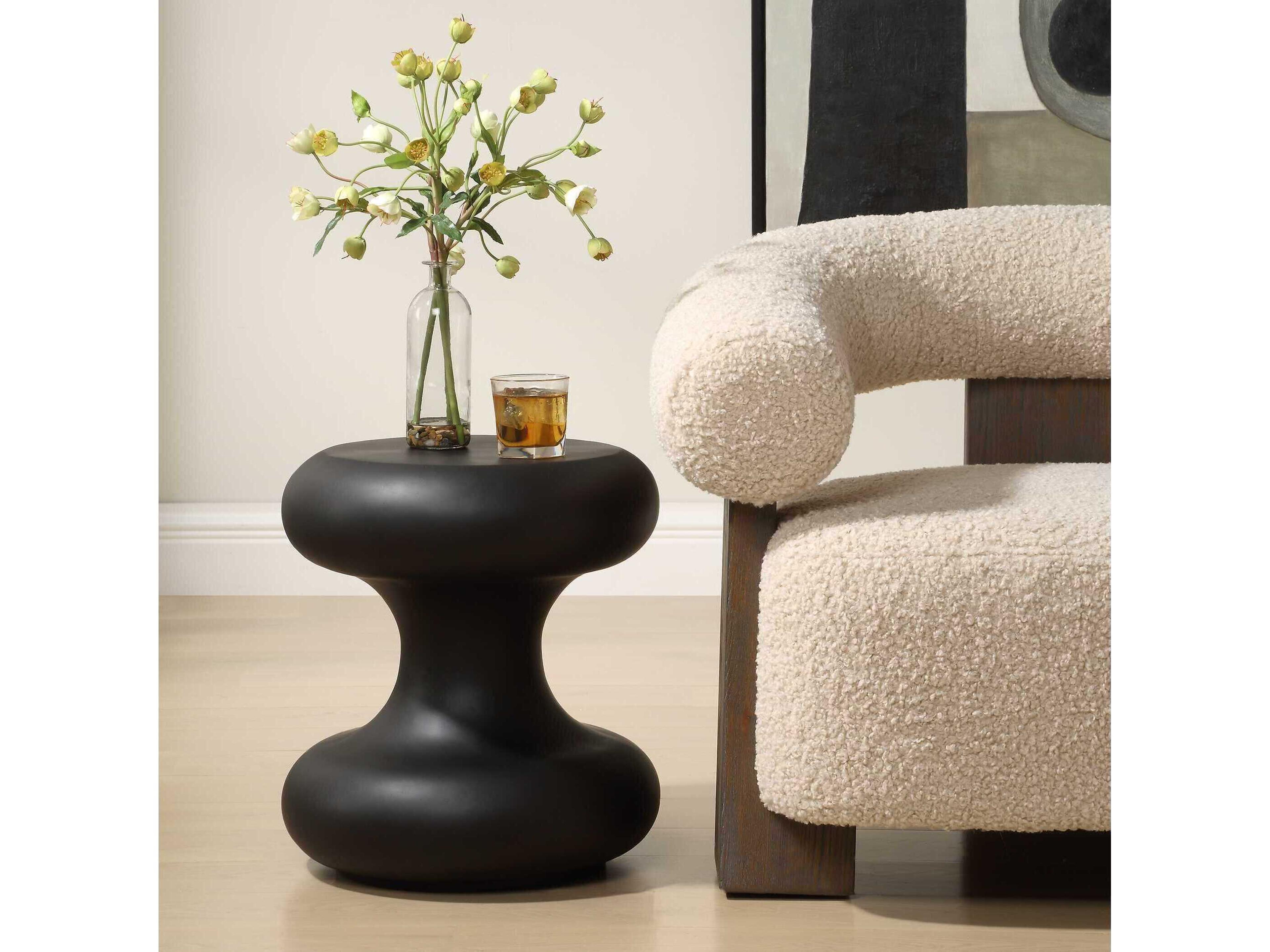 Uttermost Outdoor Robles Matte Black Resin Round End Table