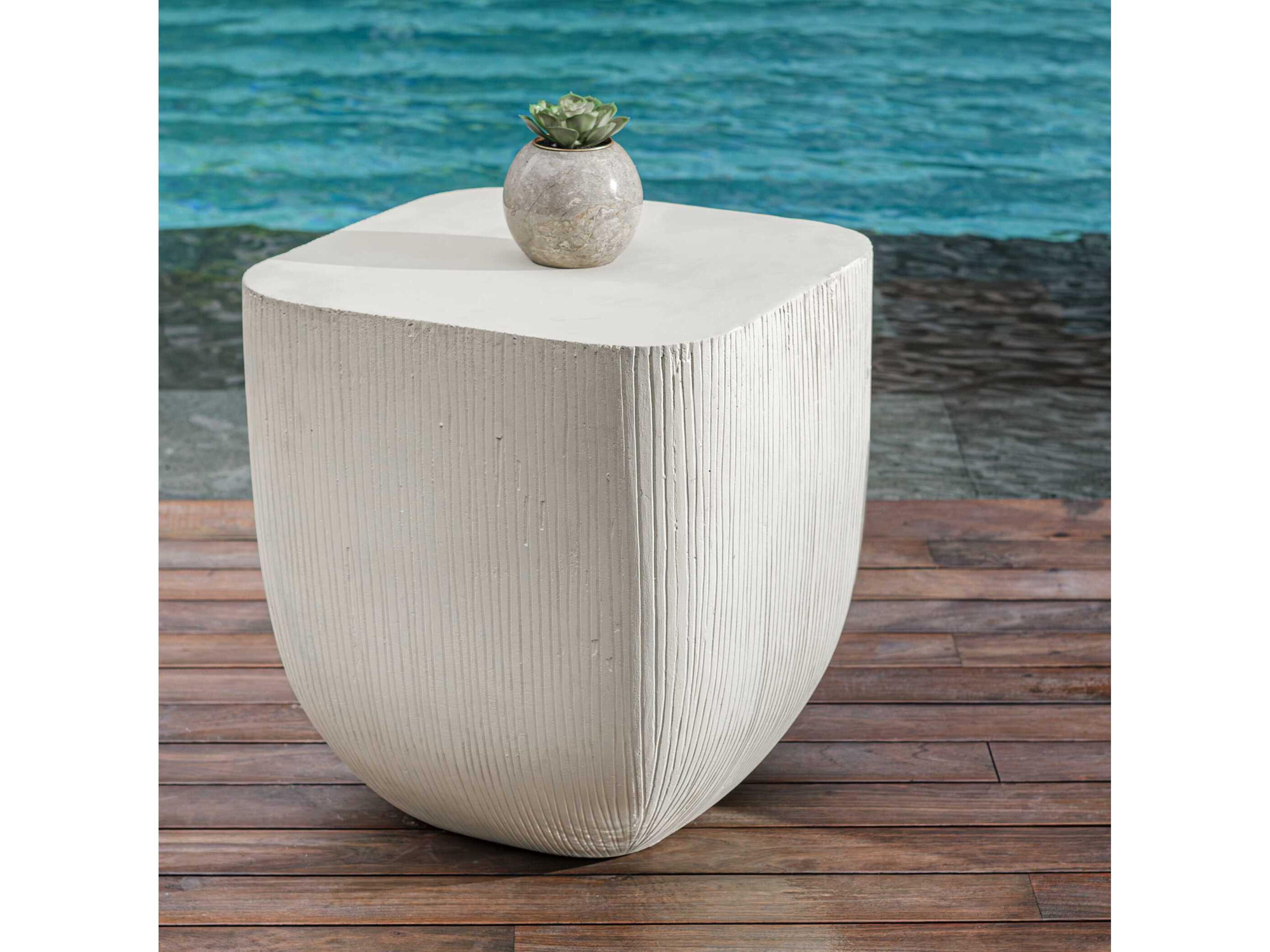 Uttermost Outdoor Alma Warm Limestone Concrete Square End Table