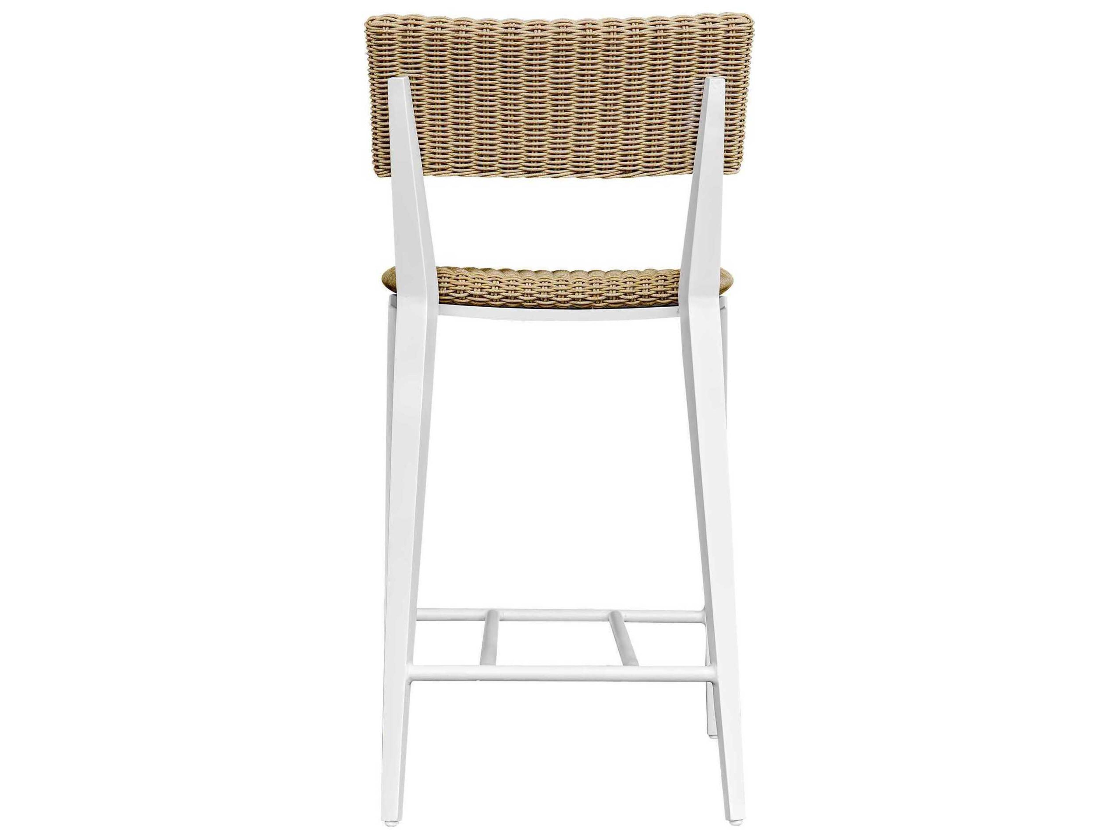 Uttermost Outdoor Calbas Crisp White Aluminum Wicker Counter Stool