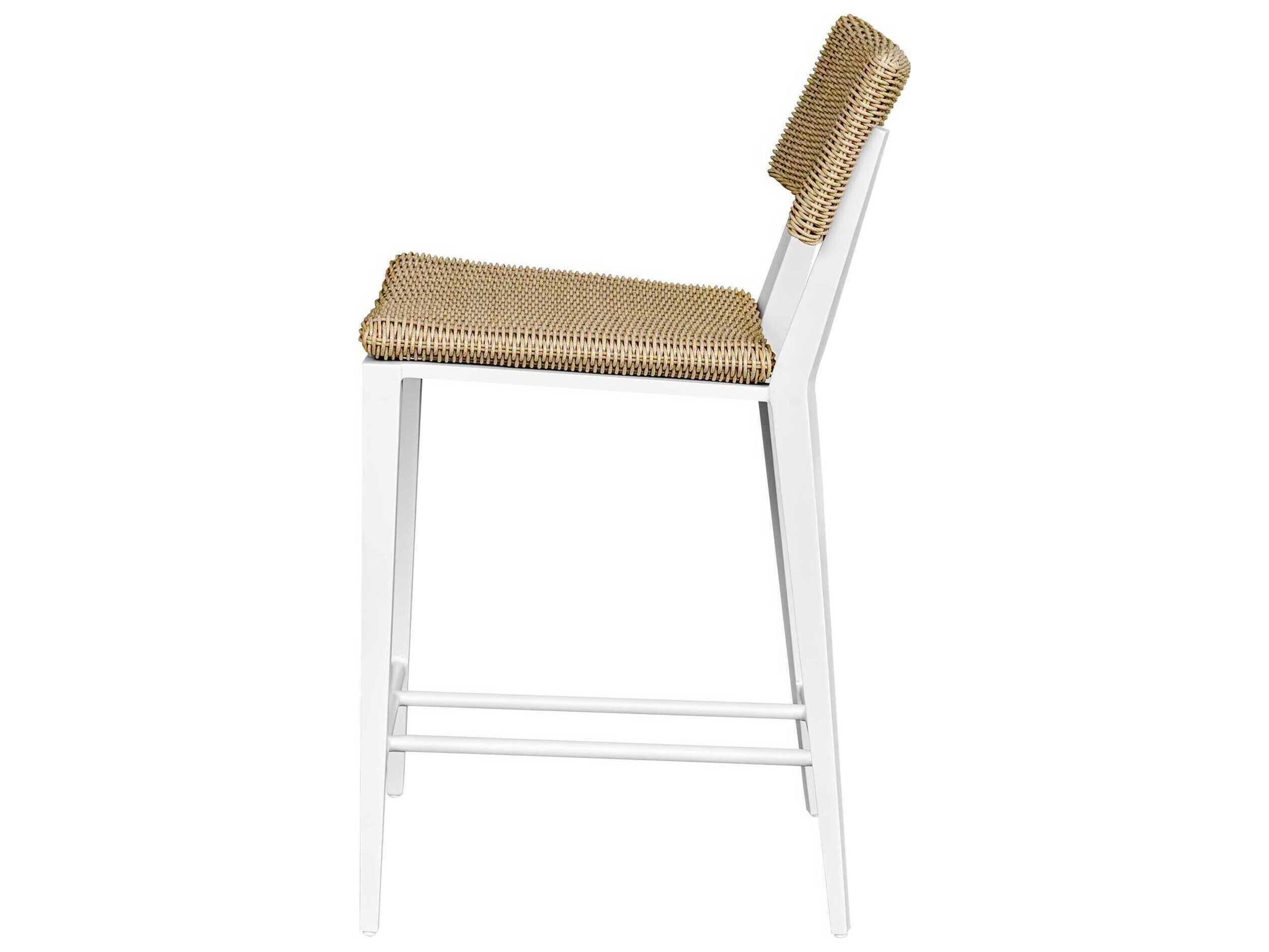 Uttermost Outdoor Calbas Crisp White Aluminum Wicker Counter Stool