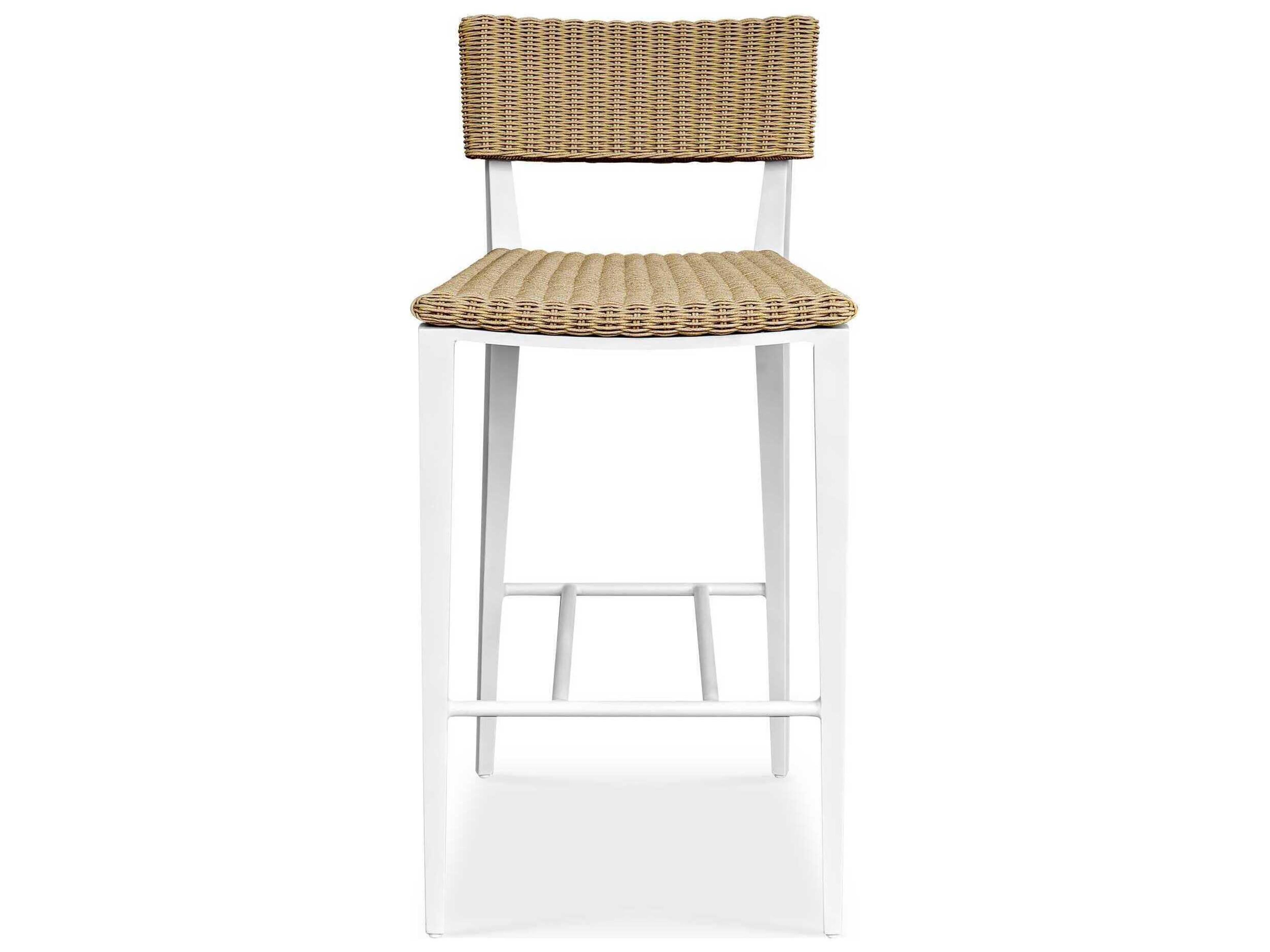 Uttermost Outdoor Calbas Crisp White Aluminum Wicker Bar Stool