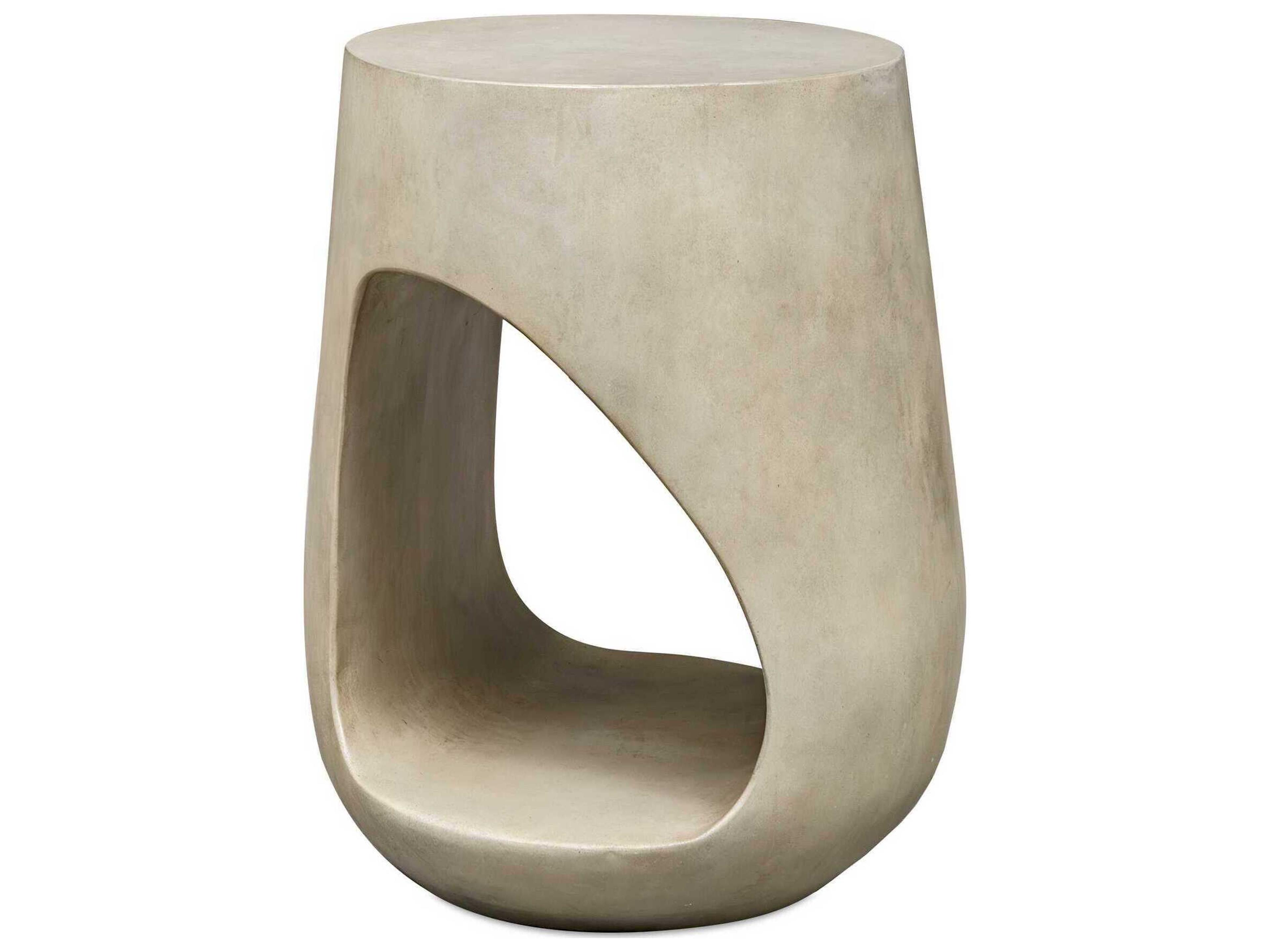 Uttermost Outdoor Lithos Warm Gray Faux Wood Round End Table