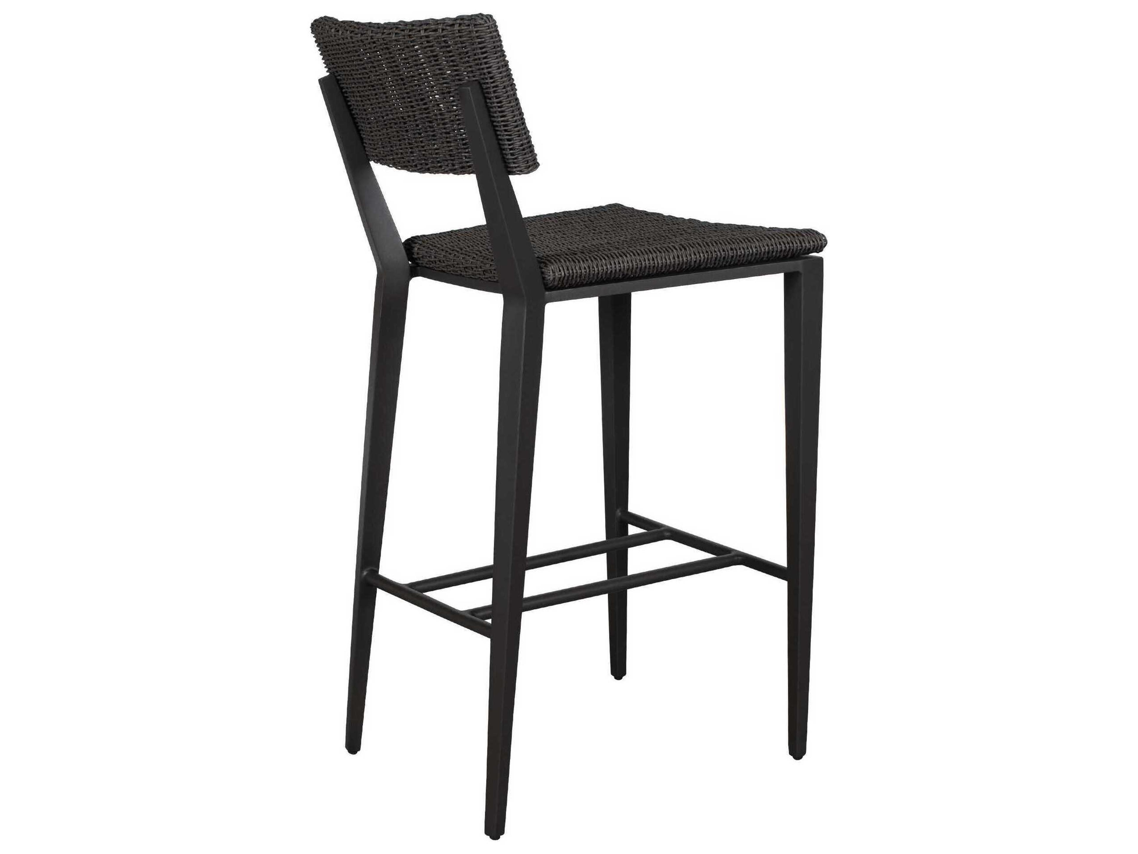 Uttermost Outdoor Calbas Java Black Aluminum Wicker Bar Stool