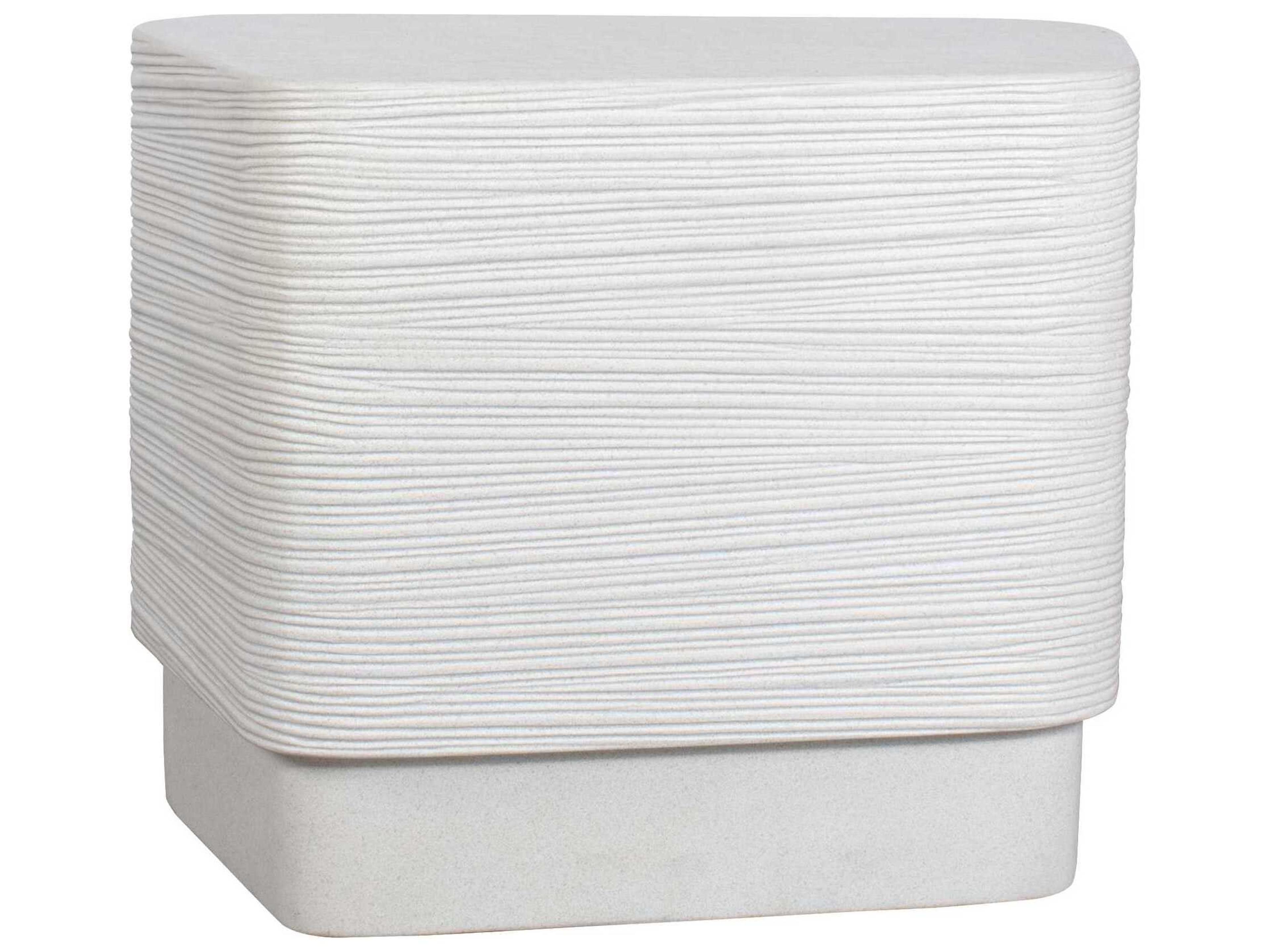 Uttermost Outdoor Saltwater White Concrete Rectangular End Table