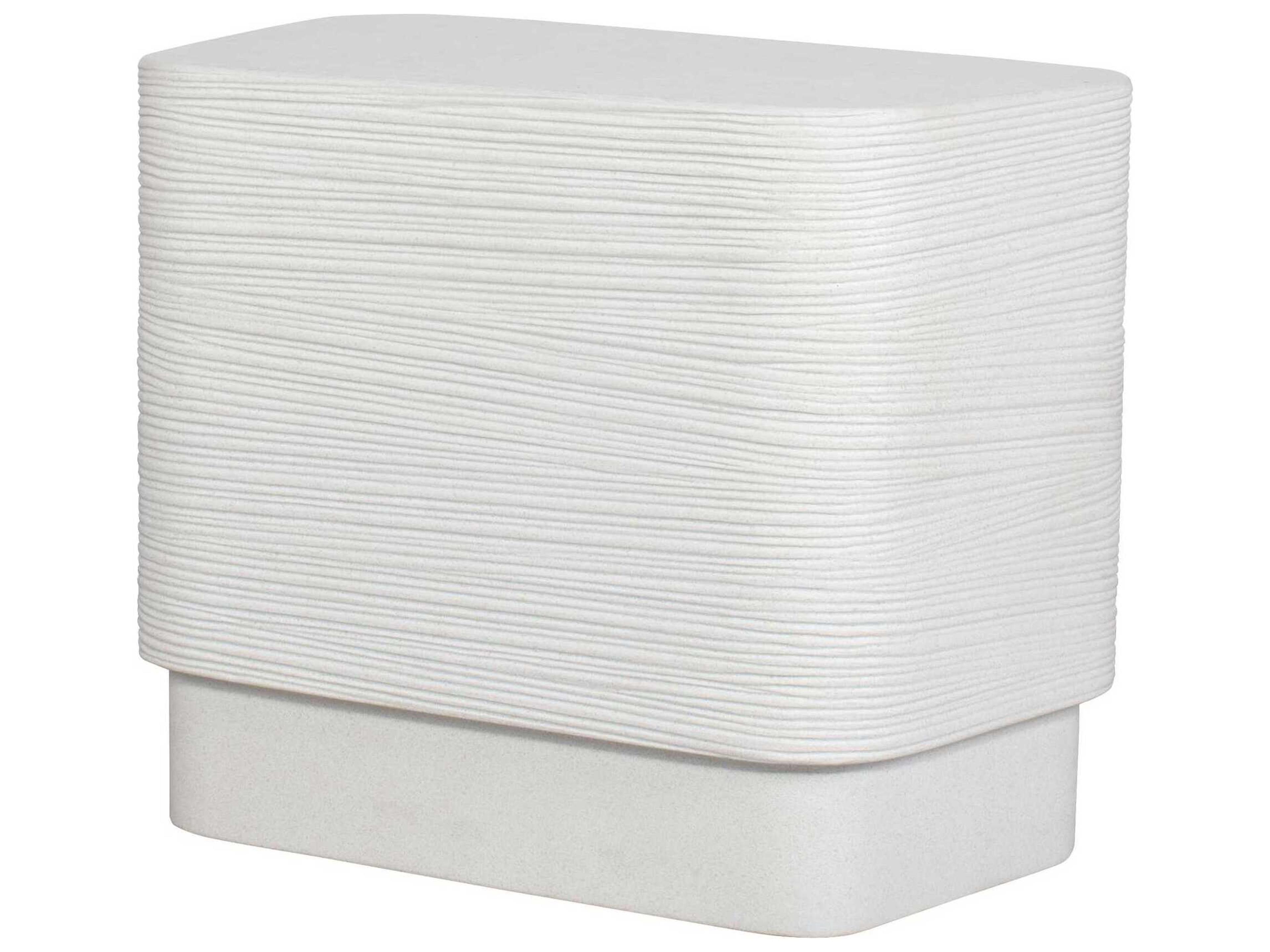 Uttermost Outdoor Saltwater White Concrete Rectangular End Table