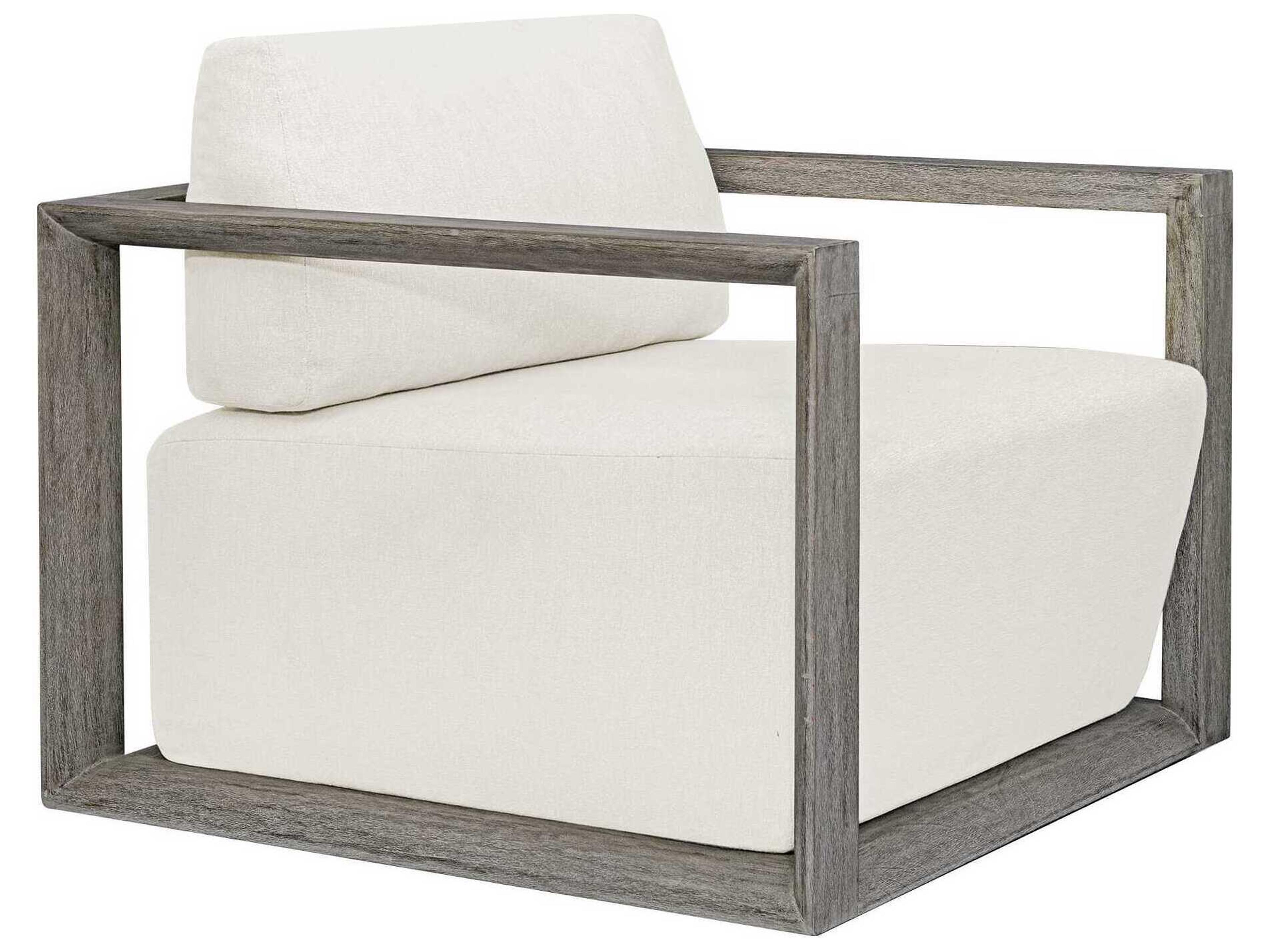 Remsen Weathered Gray Oyster White Wood Cushion Lounge Chair