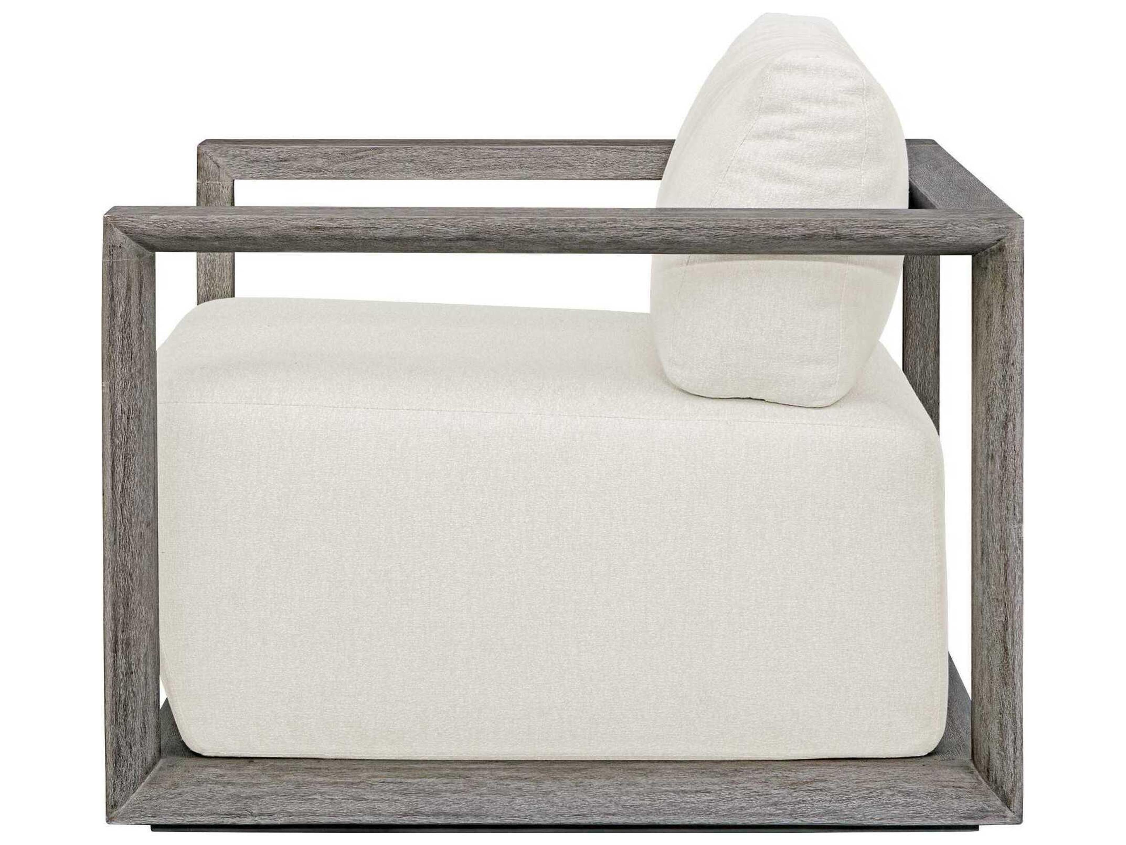 Uttermost Outdoor Remsen Weathered Gray Oyster White Wood Cushion Lounge Chair