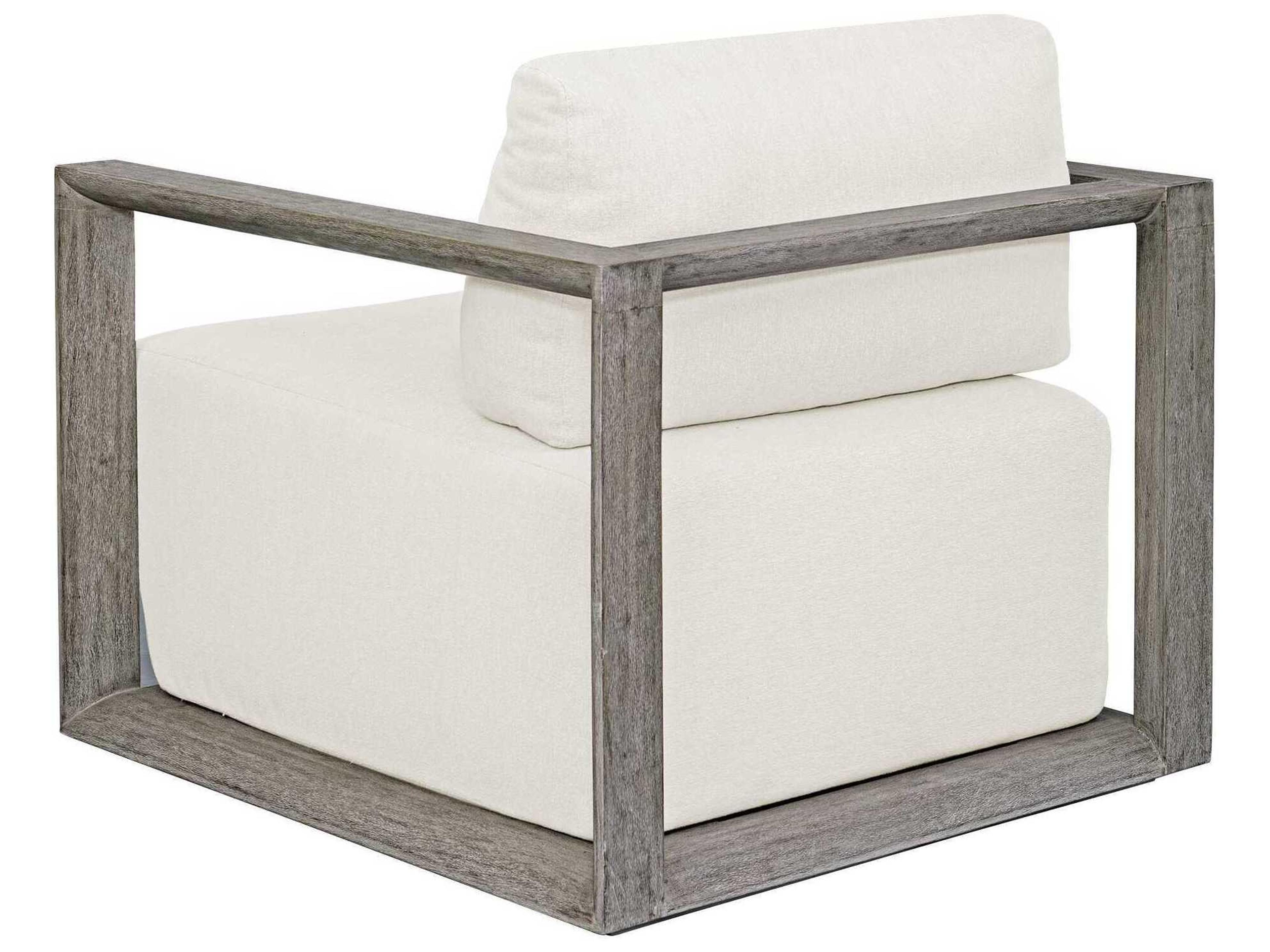 Uttermost Outdoor Remsen Weathered Gray Oyster White Wood Cushion Lounge Chair