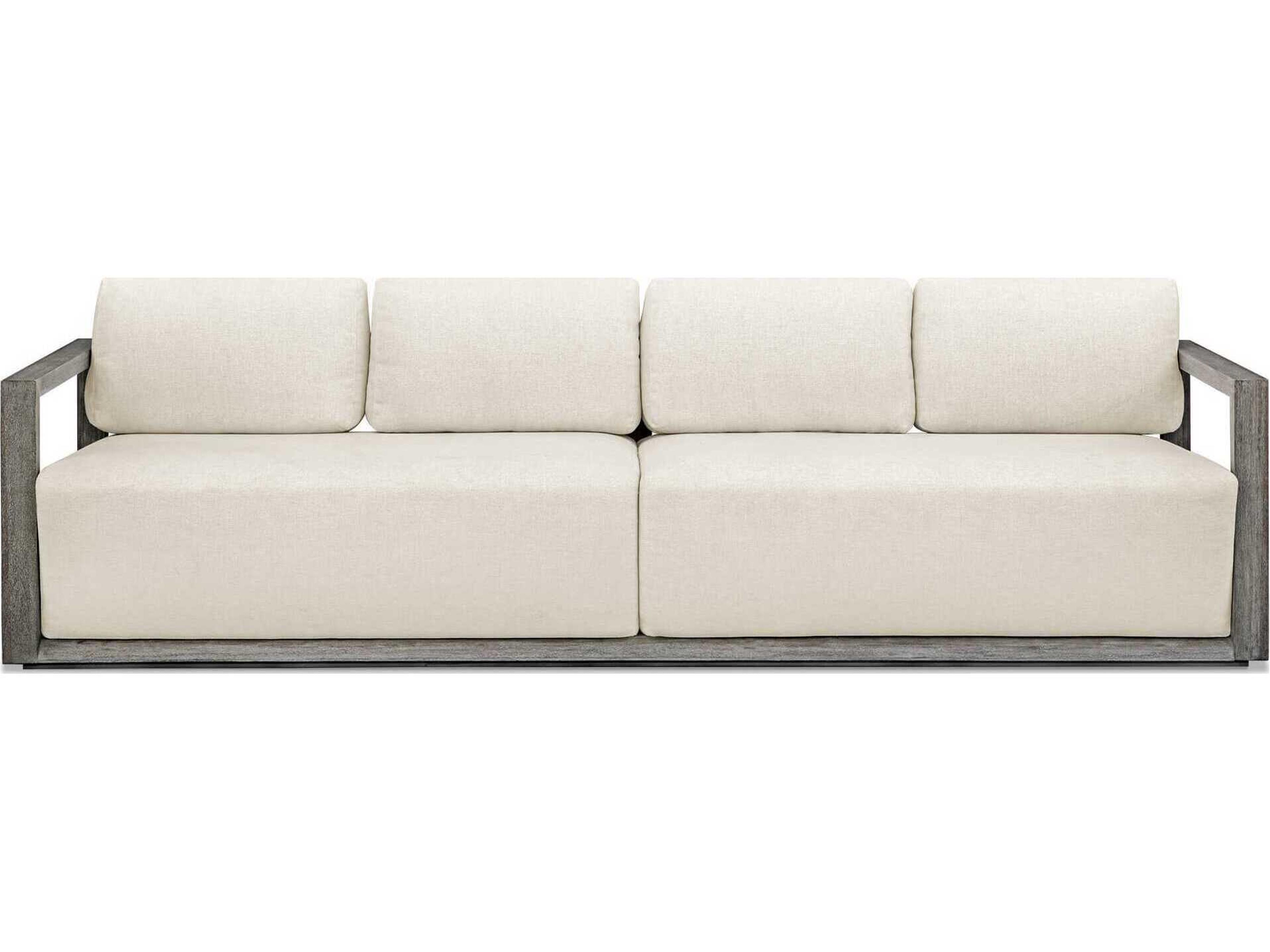 Uttermost Outdoor Remsen Weathered Gray Oyster White Wood Cushion Sofa